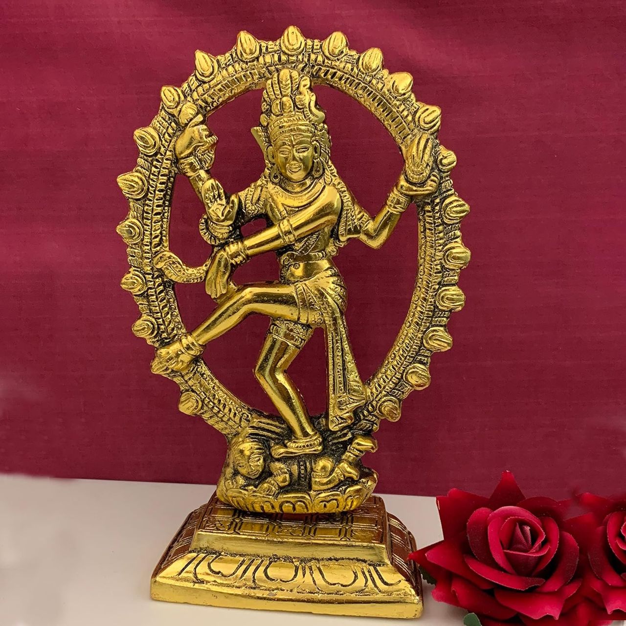 Devnidhii Natraj Idol Oval in Gold Polish