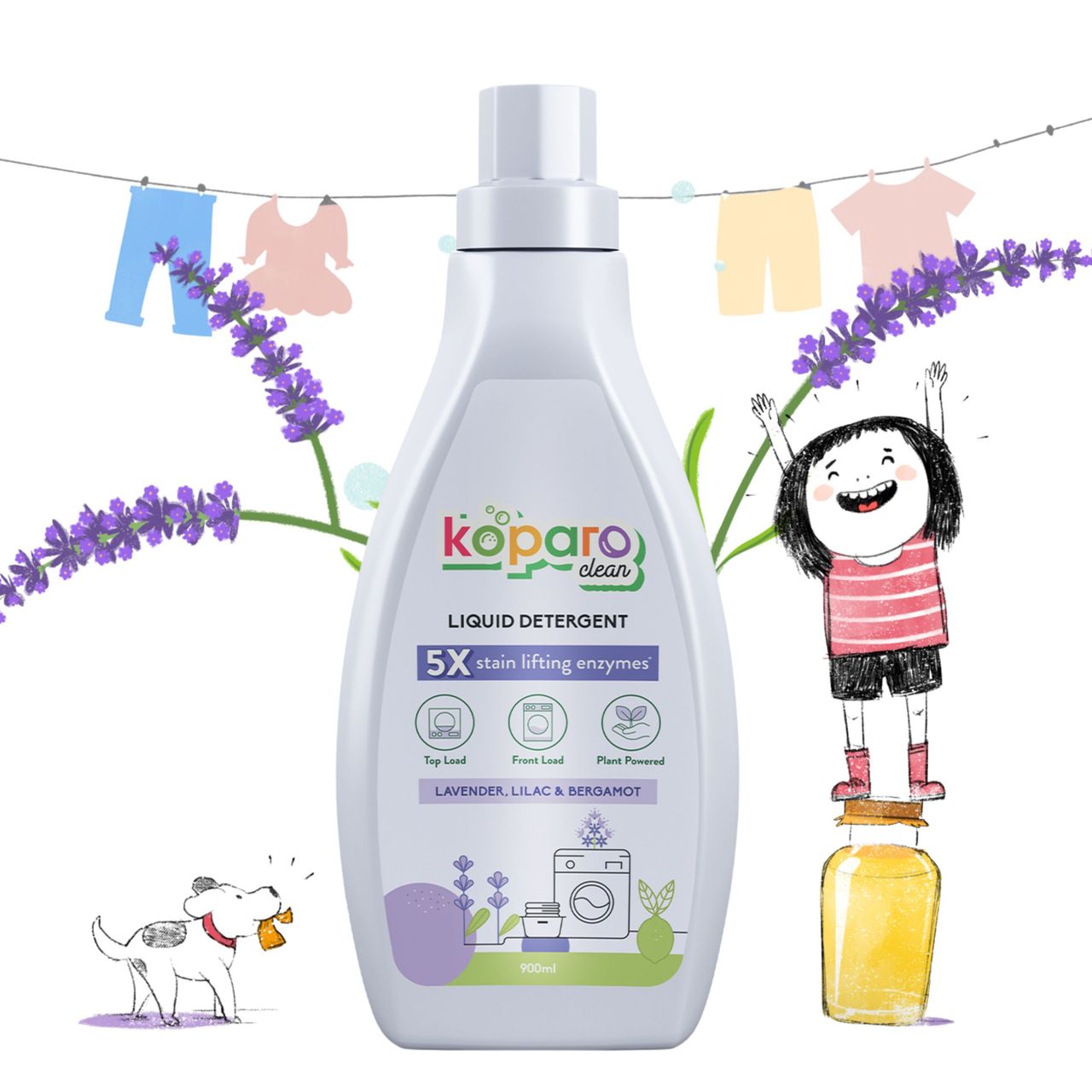 Koparo Front & Top Load Natural Liquid Detergent | Lavender & Lilac 900 ml Combo