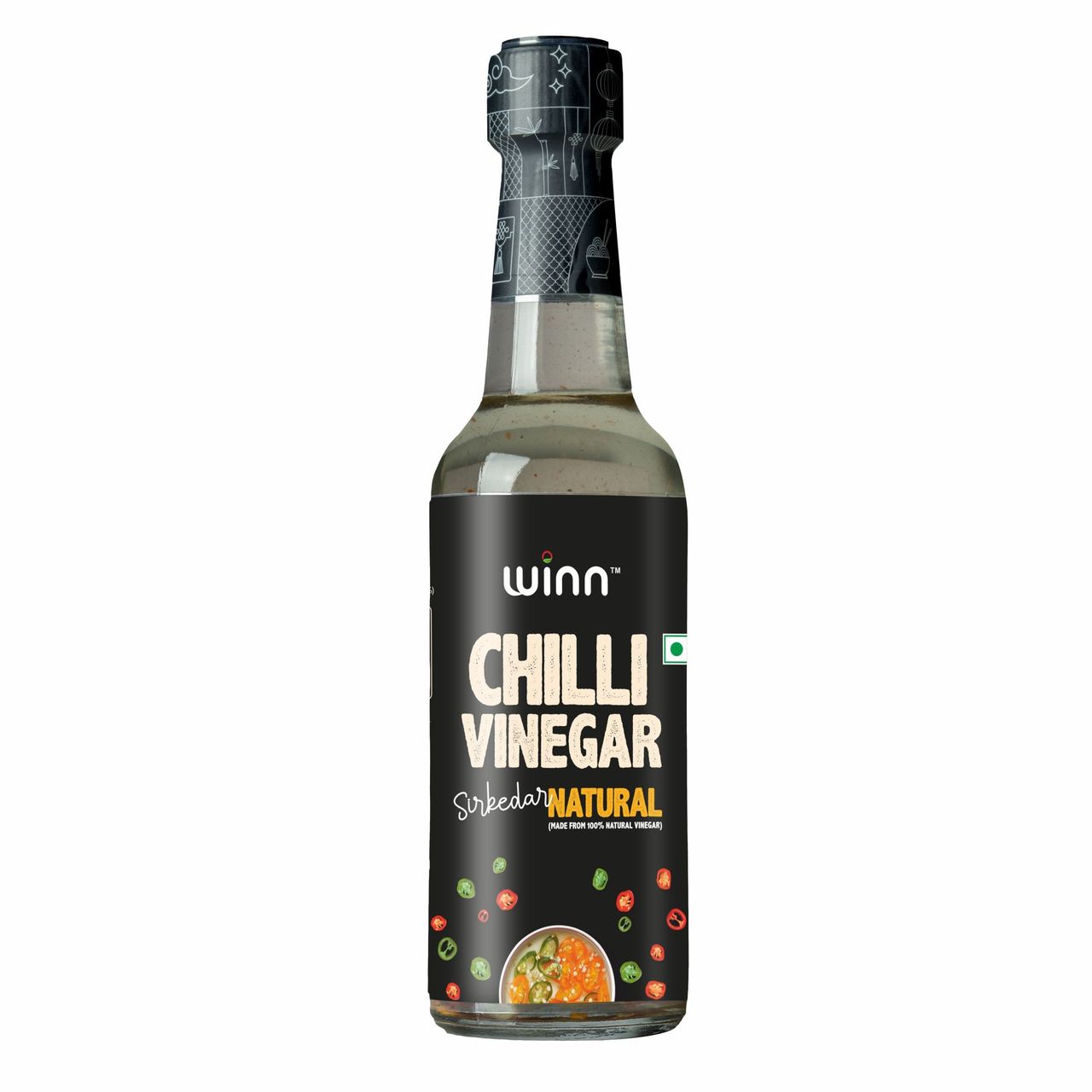 Winn Chilli Vinegar Glass Bottle | Natural Vinegar | Loaded With Chillies | No Artificial Colours