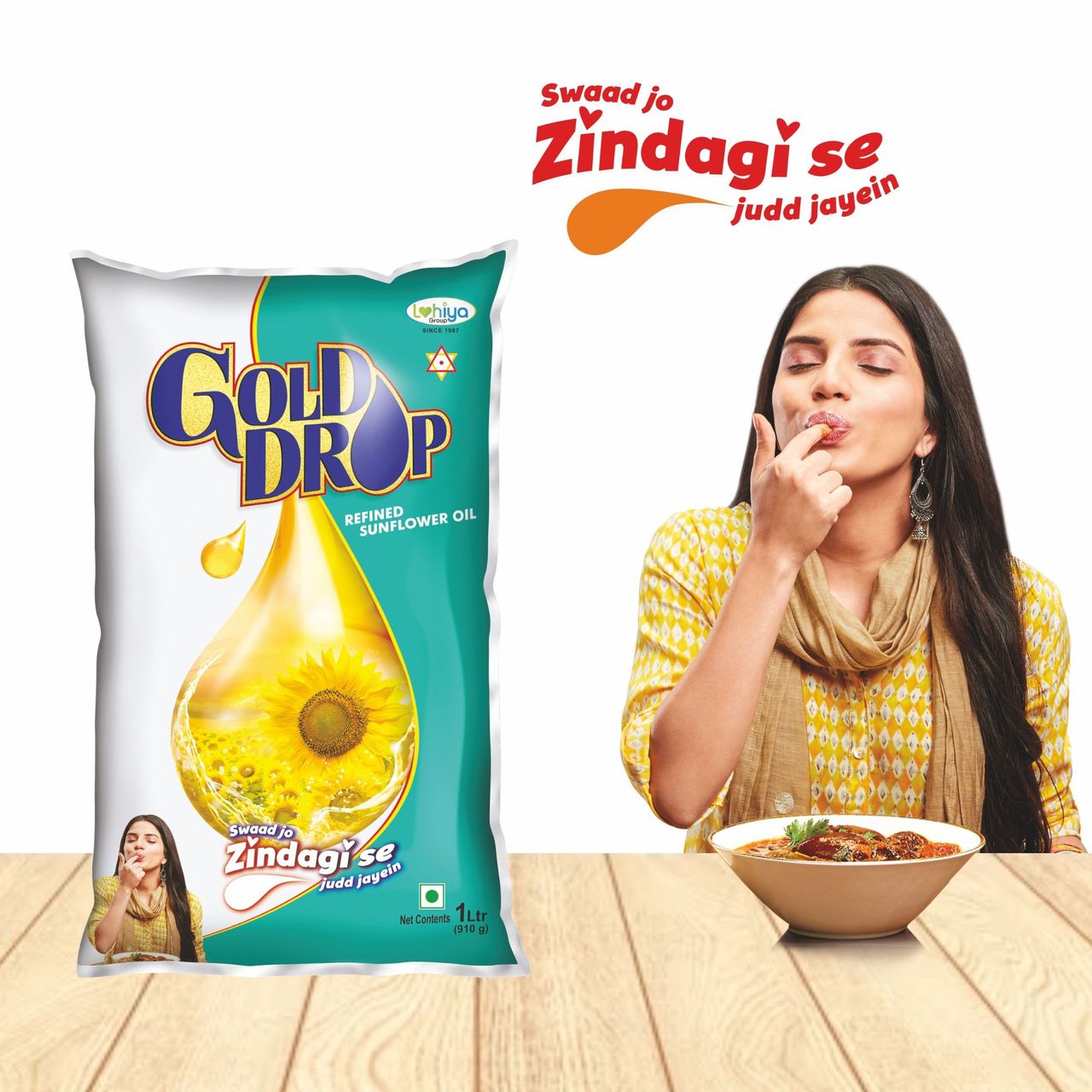 Gold Drop Cooking Oil Sunflower | Pouch 1 l Combo