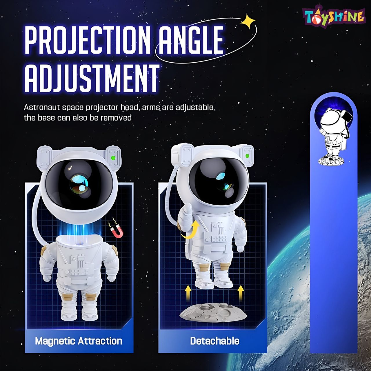 Toyshine Astronaut Space Galaxy Star Projector With Remote And Timer Night Light 360�