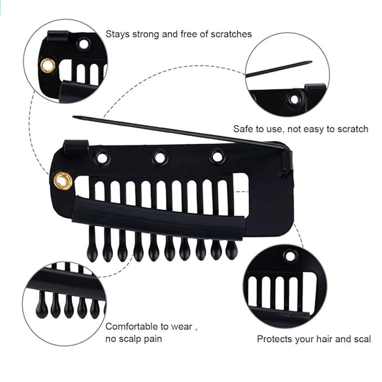 The Opal Factory | Scarf Pins for fixing Wig/Scarf/Chunni/Veil/Hair Extensions | Set of 4 | Black