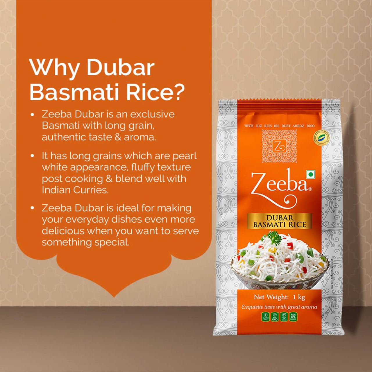Zeeba Dubar Basmati 1121 Steam | Short Grain