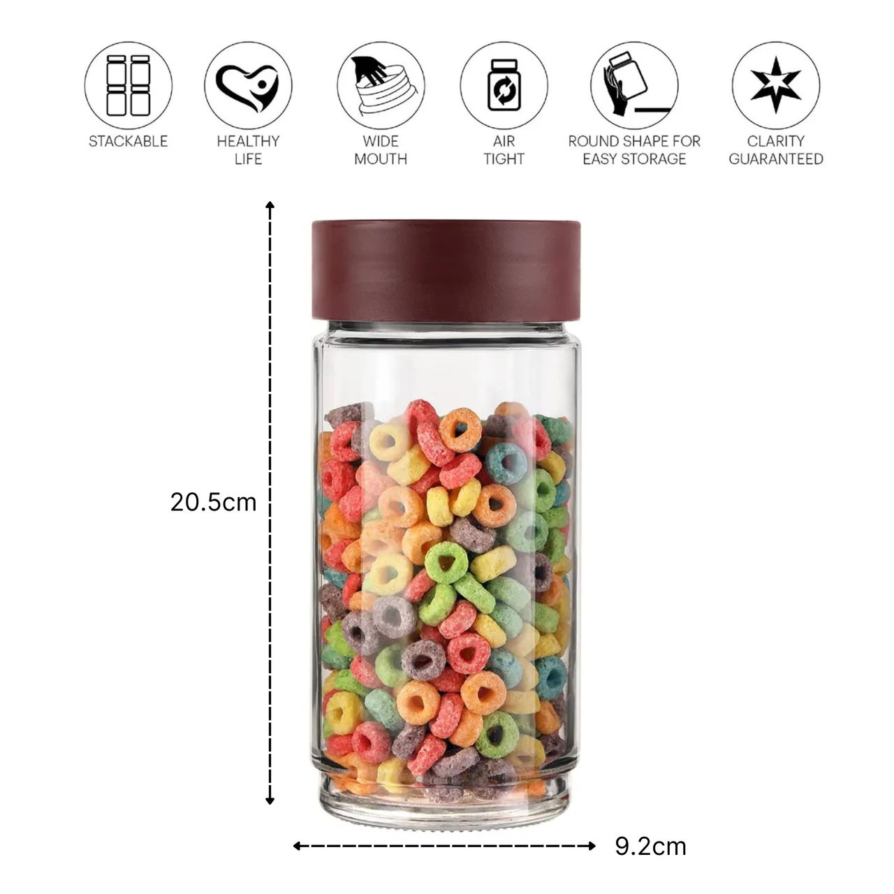 Cello Modustack Glassy Storage Jar | Set Of 3 | 1000Ml, Maroon