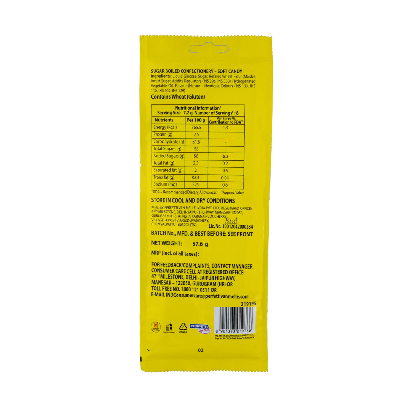 Chupa Chups Sour Belt Mixed Fruit Flavour Soft And Chewy Toffee 57.6 g Combo