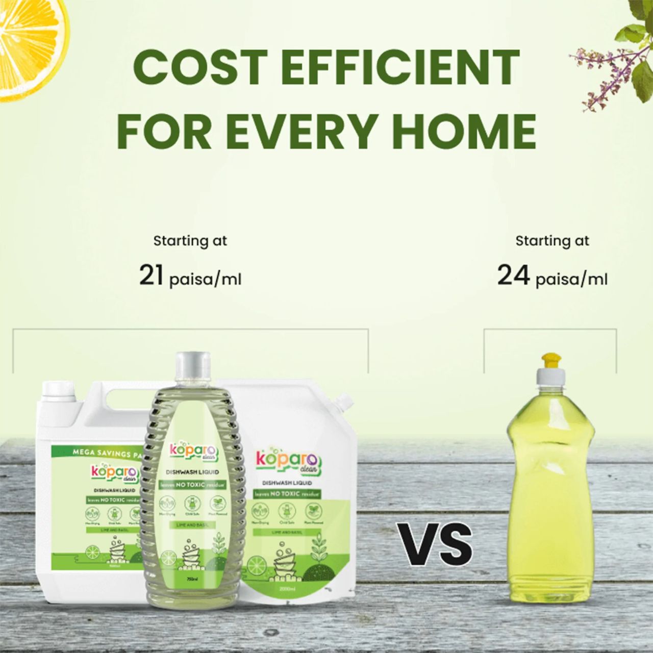 Koparo Clean Natural Tough Grease Removal Dishwash Liquid