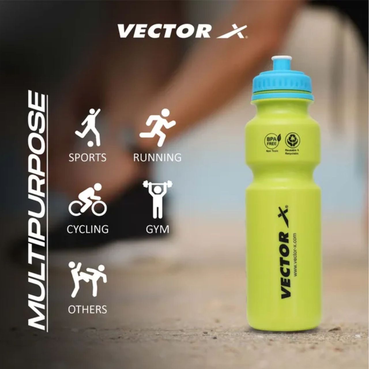 Vector X Sipper Bottle For Adults - Water Bottle With Motivational Time Markers 750 Ml- Pack Of 3
