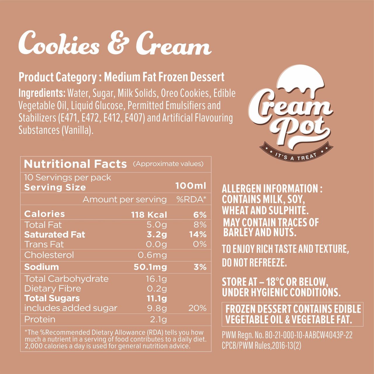 Cream Pot Cookies Cream Tub