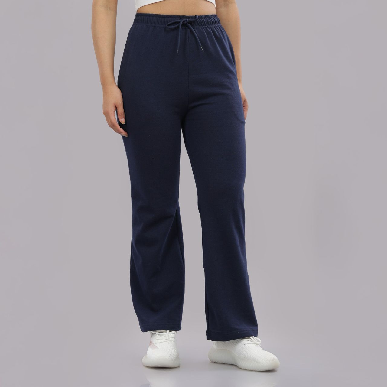 Springman Solid Blue Baggy Track Pant For Woman | L
