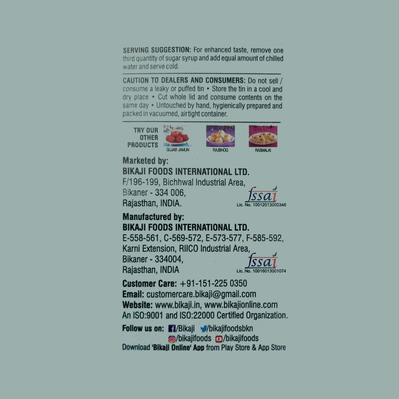 Bikaji Gol-Matol (Rasgulla) 1.25 kg Combo