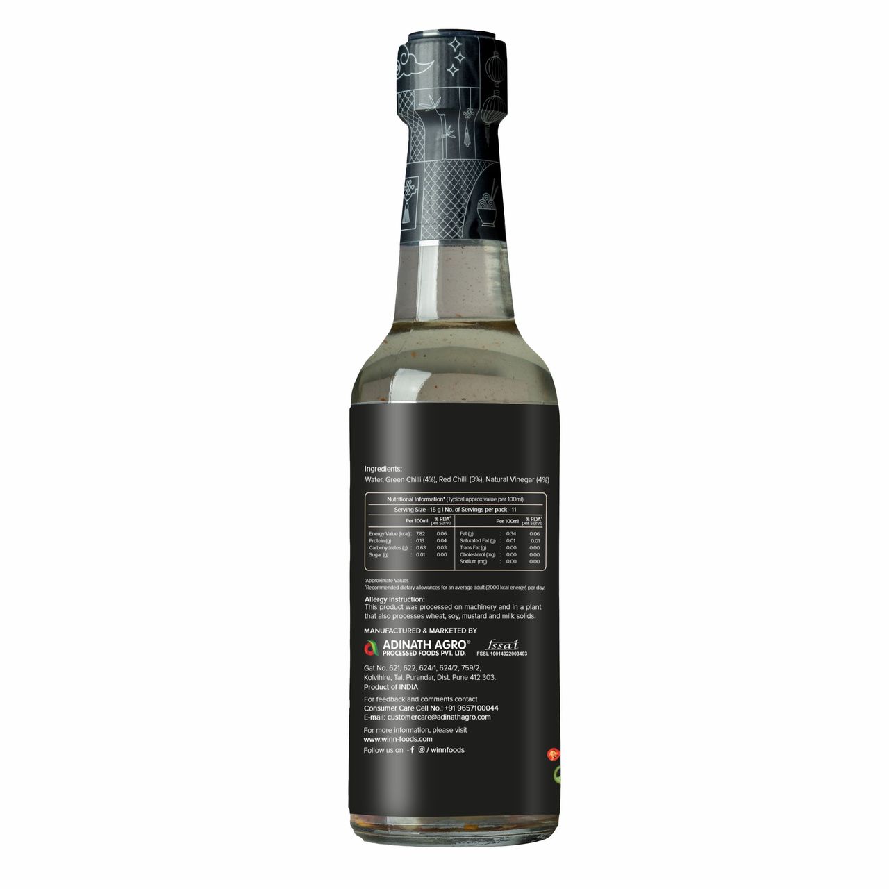 Winn Chilli Vinegar Glass Bottle | Natural Vinegar | Loaded With Chillies | No Artificial Colours