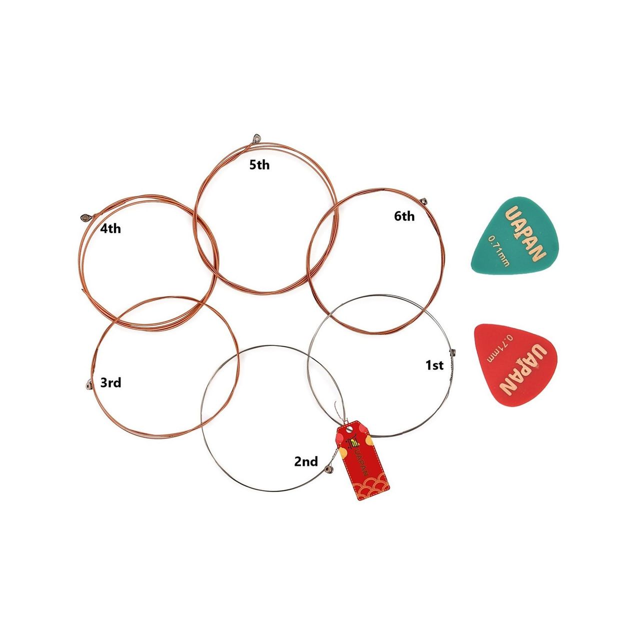 Uapan Acoustic Guitar 6 String & 2 Pick Set
