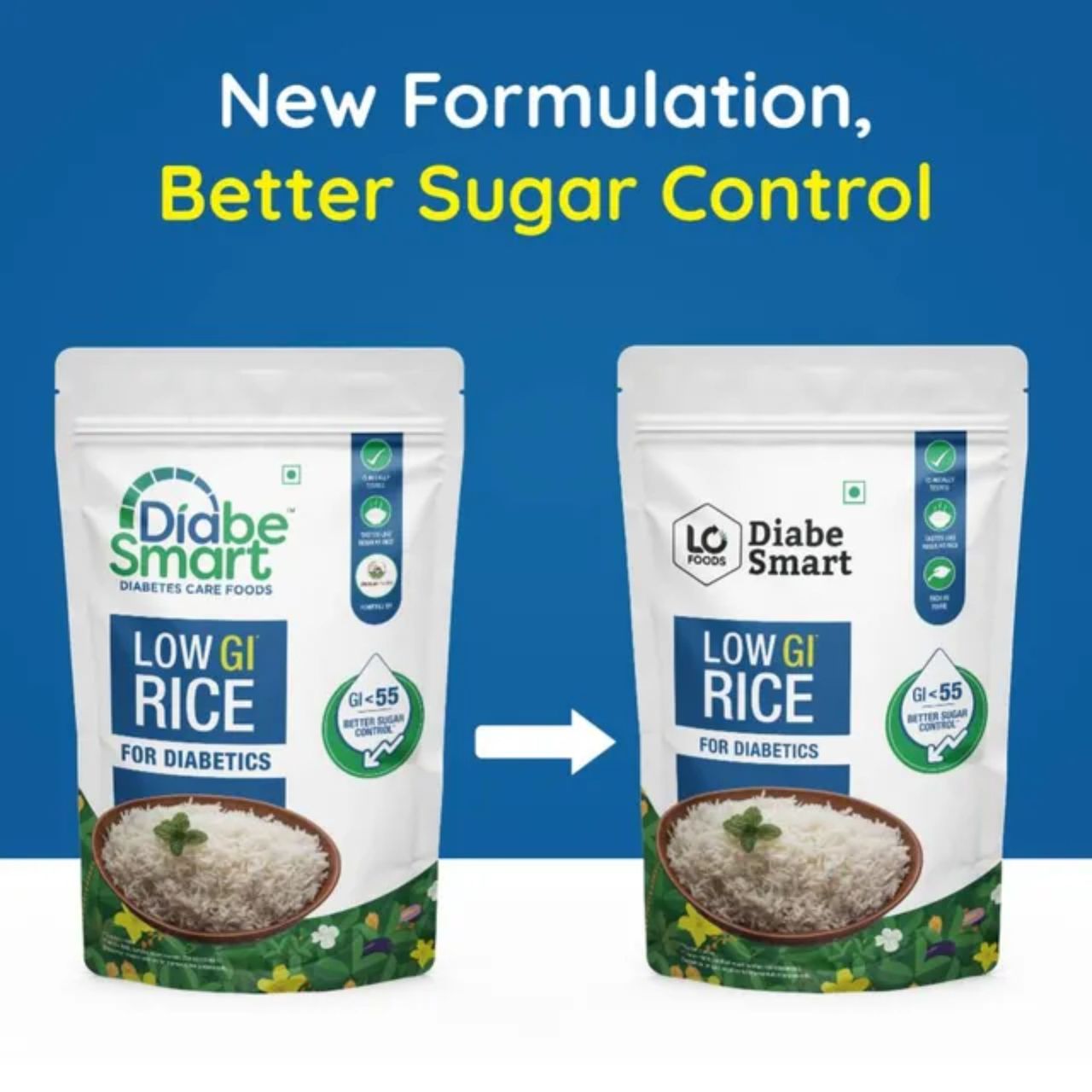 DiabeSmart Low GI Rice - Sona Masoori Diabetic Care White Rice for Sugar Control