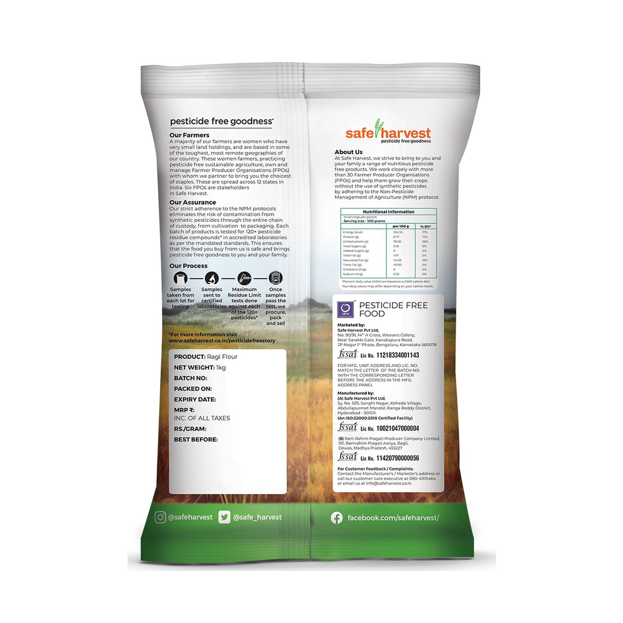 Safe Harvest Pesticide-Free Ragi Flour
