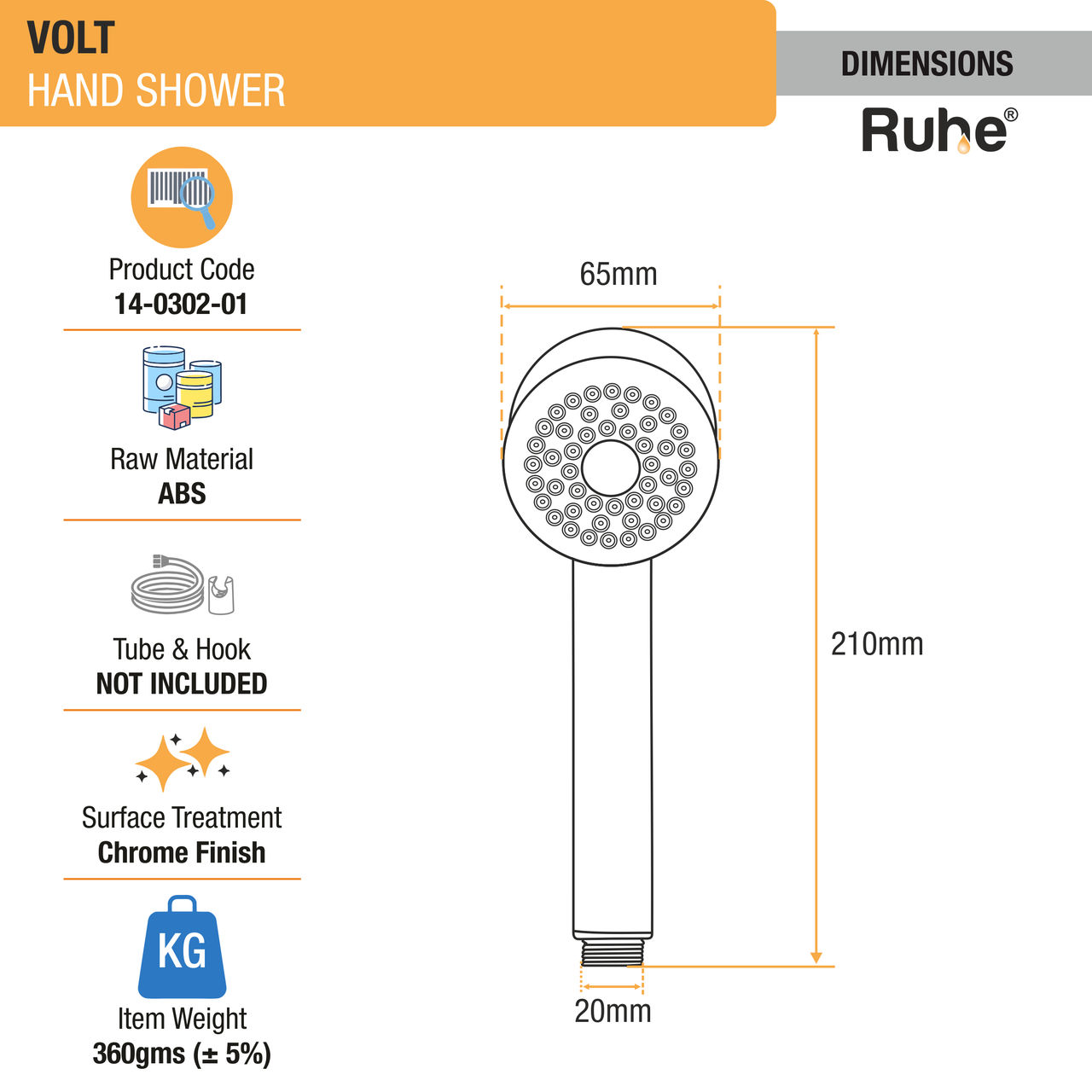 Ruhe Volt Hand Shower (Only Showerhead)