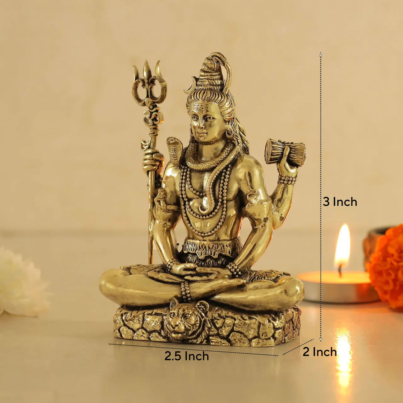 Aksharveda Intricately Crafted Brass Shiv Ji Murti 3 Inches