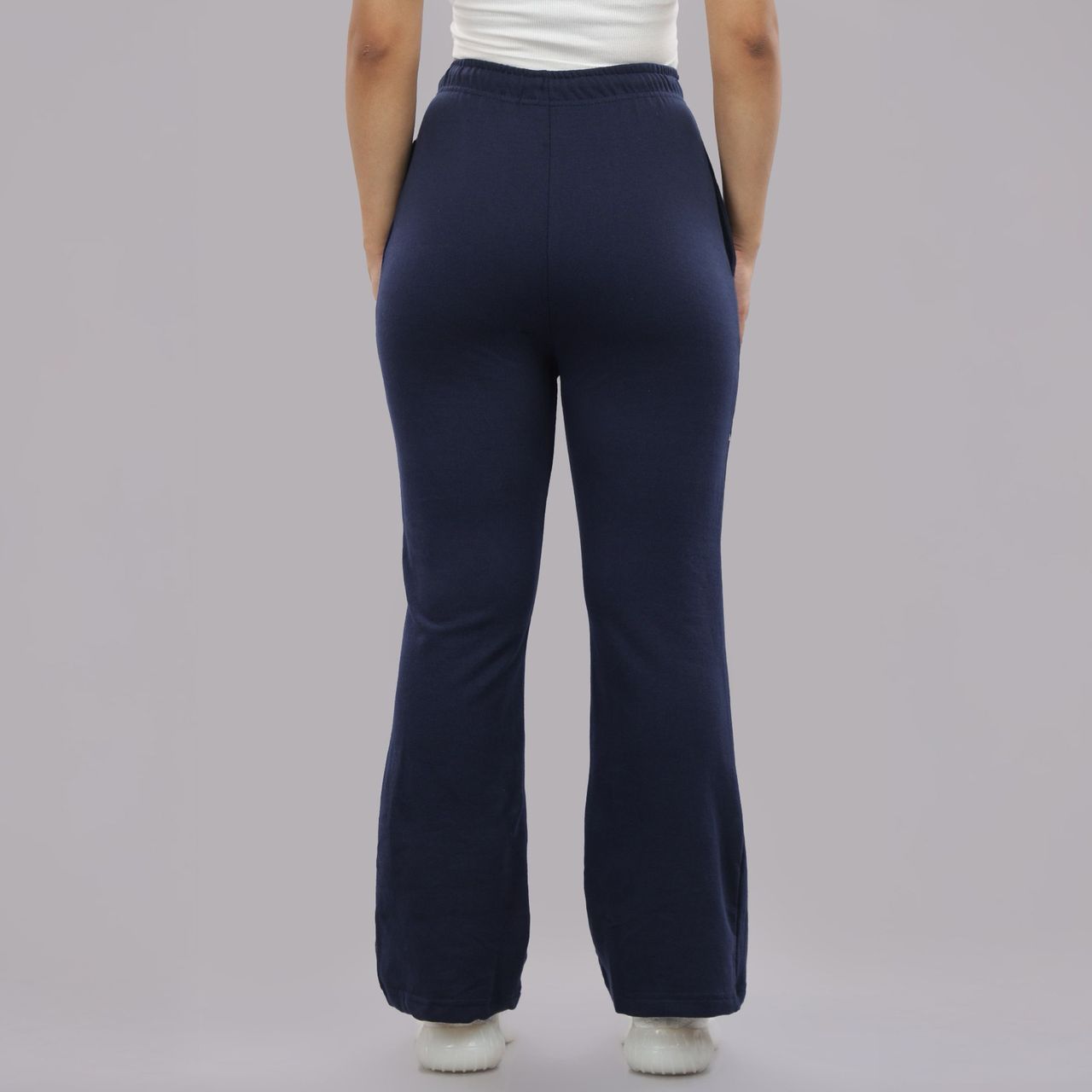 Springman Solid Blue Baggy Track Pant For Woman | L