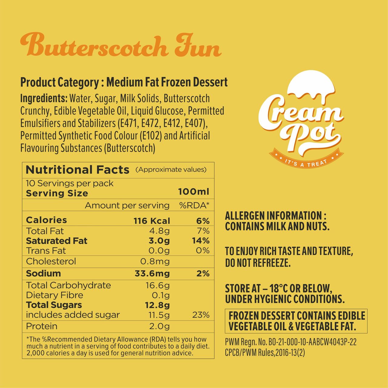 Cream Pot Butterscotch Tub 1 l Combo