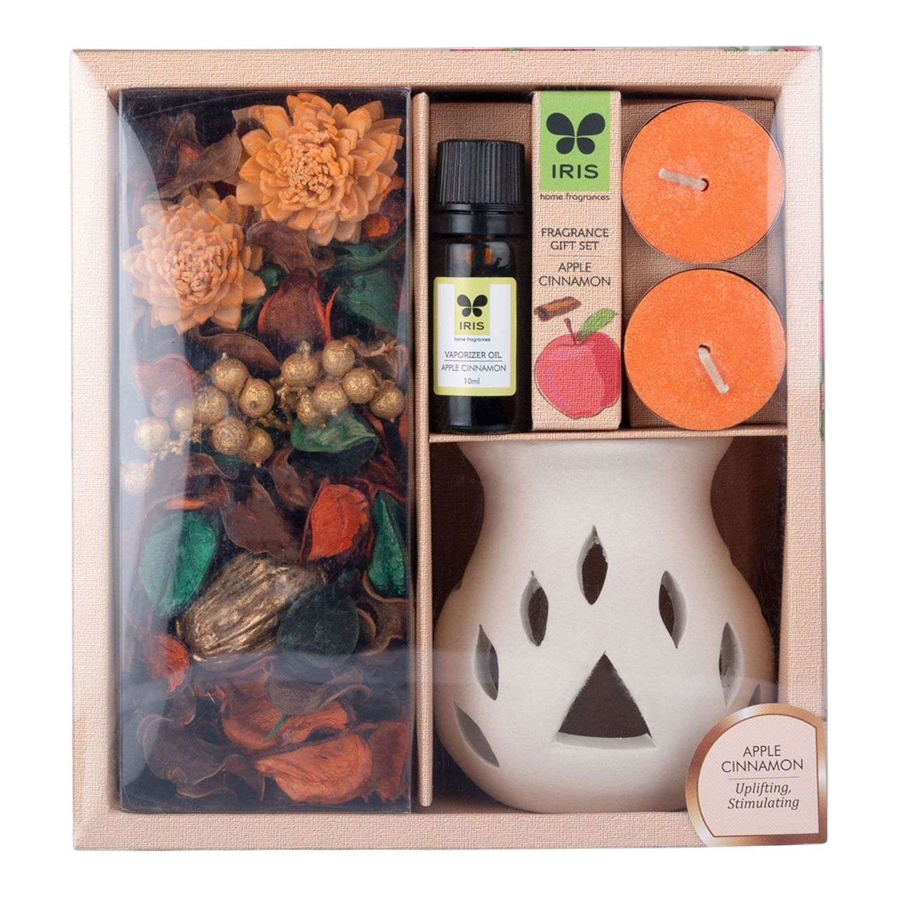 IRIS Apple Cinnamon Vaporiser Fragrance Giftset With Potpourri And Oil