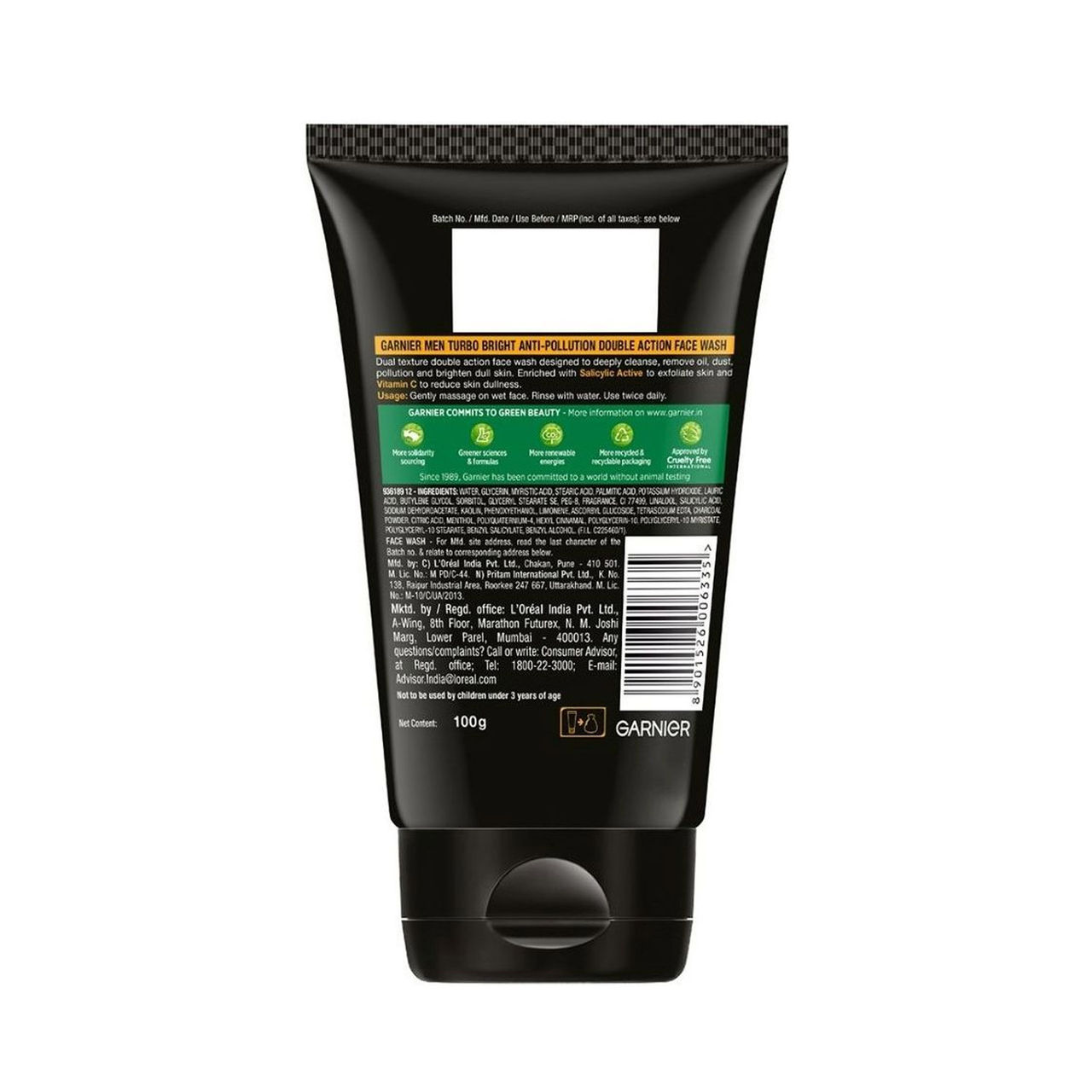 Garnier Men Turbo Bright Anti-Pollution Double Action Face Wash