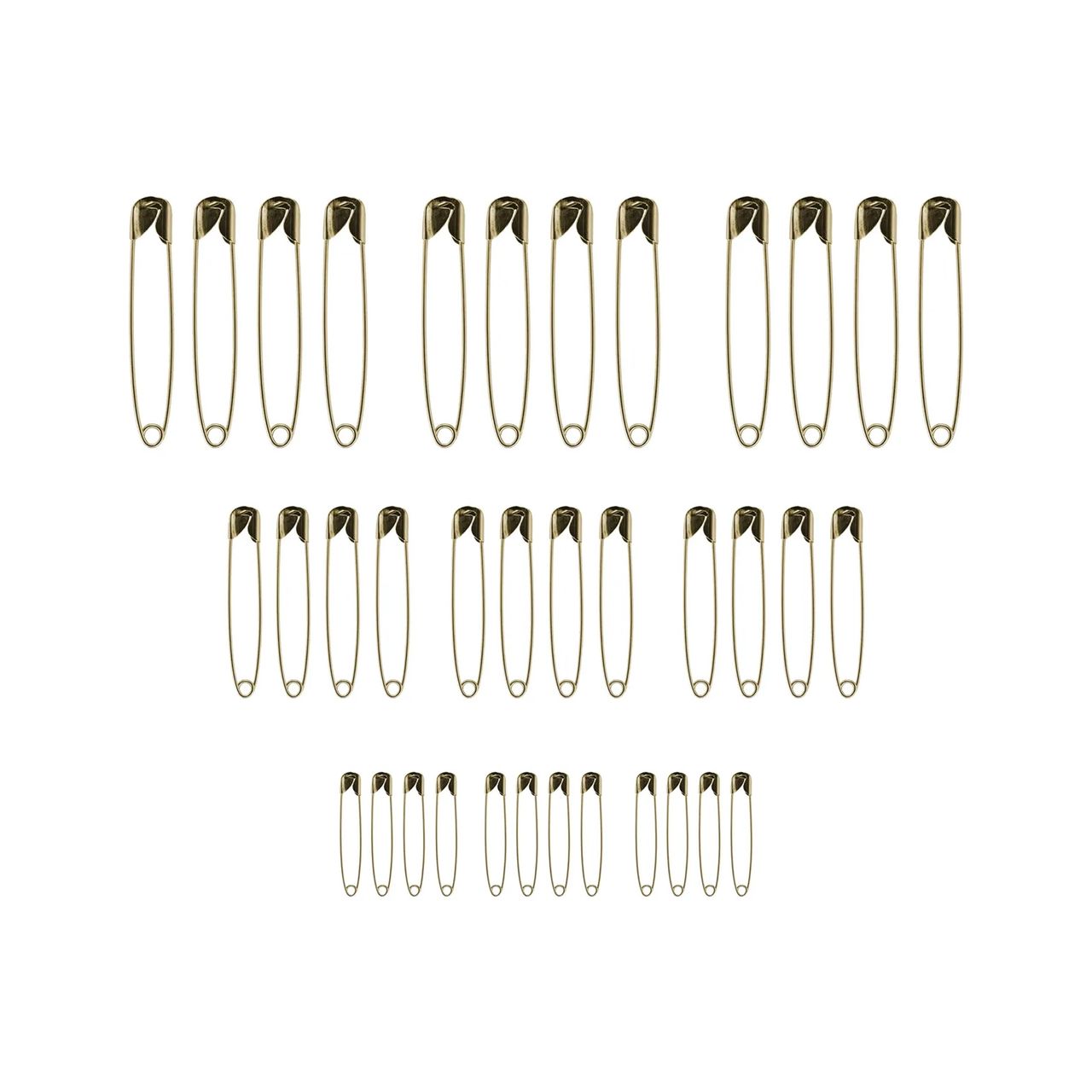 Midazzle Safety Pin- Golden Assorted Size (Pack Of 36)