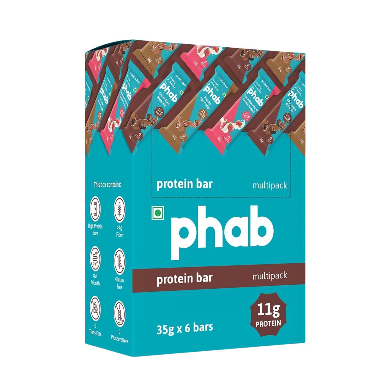 Phab Variety Pack 11G Protein Bars | Blend Of Premium Whey Protein - Pack Of 6