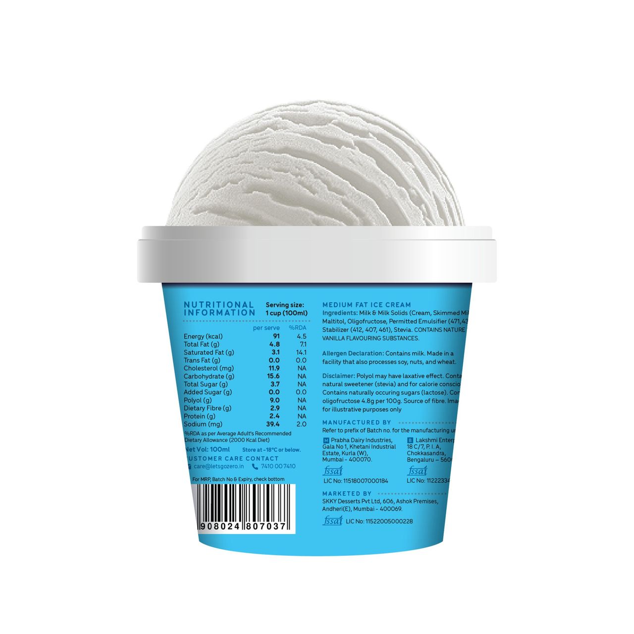 Go Zero French Vanilla Low Calorie Guilt Free Ice Cream Cup