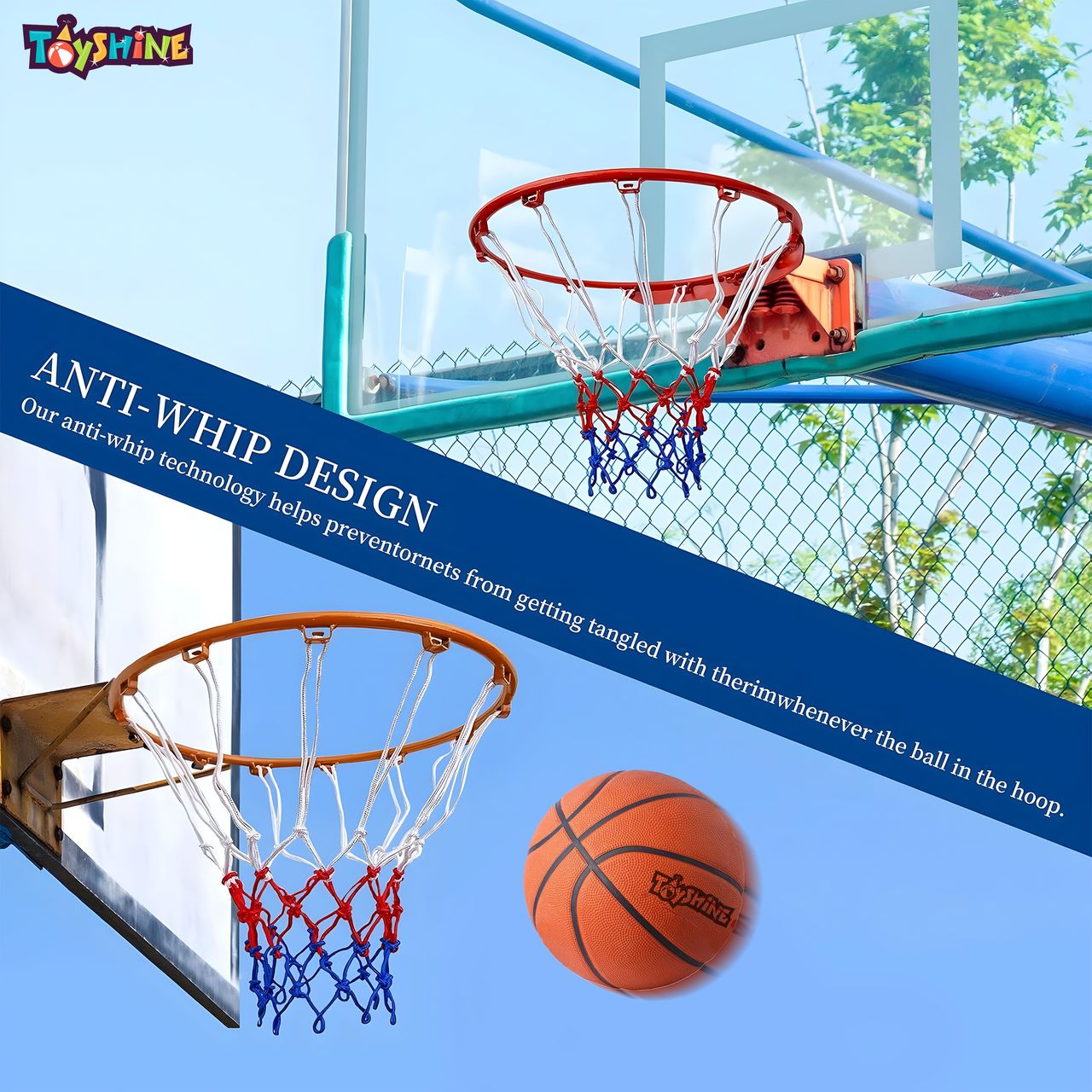 Toyshine Heavy Duty Basketball Stand | 58x47Cm with Net & No. 7 Ball - SSTP