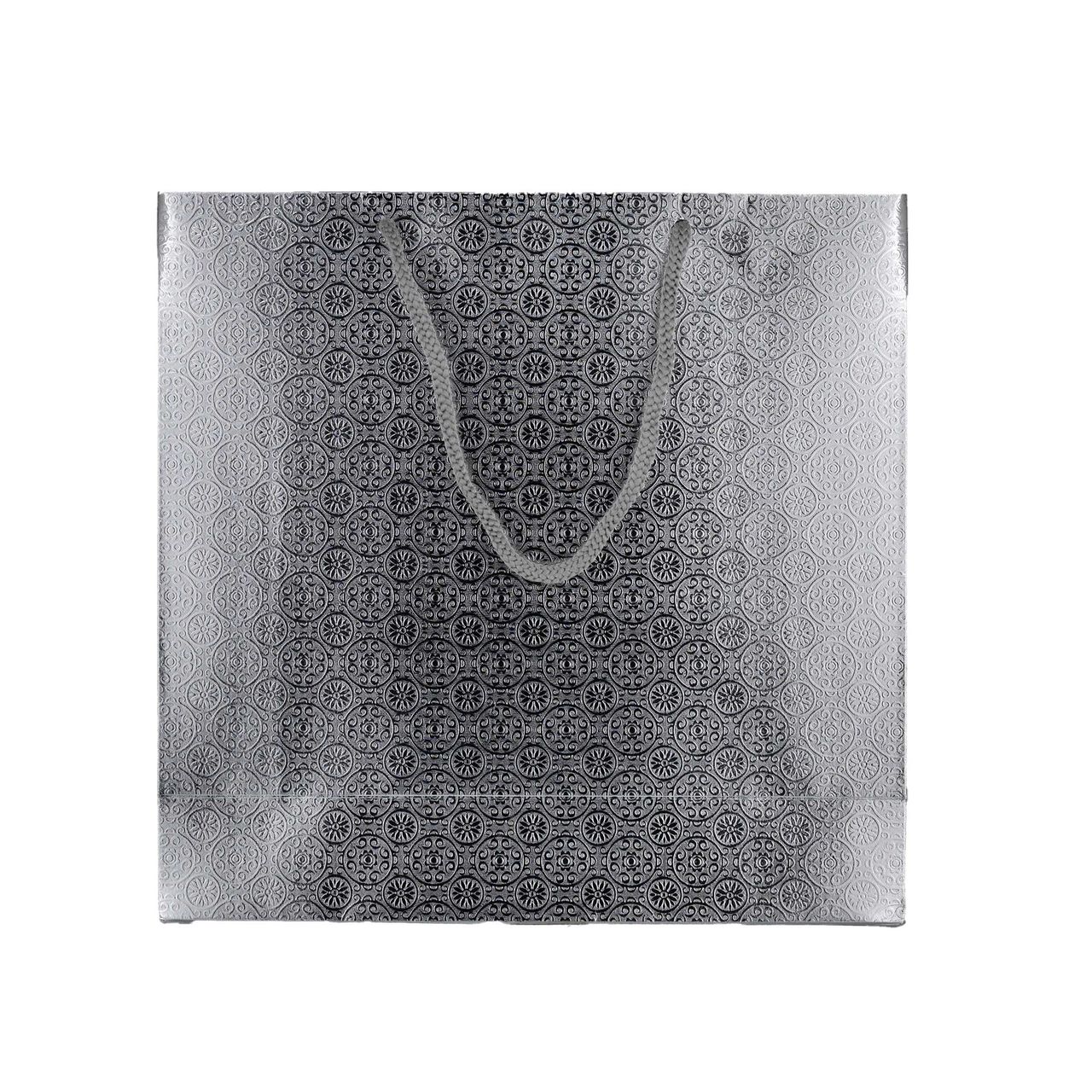 Silver Paper Bag For Gifting 9 x 9 x 3 Inch Assorted Design 1 pc Combo