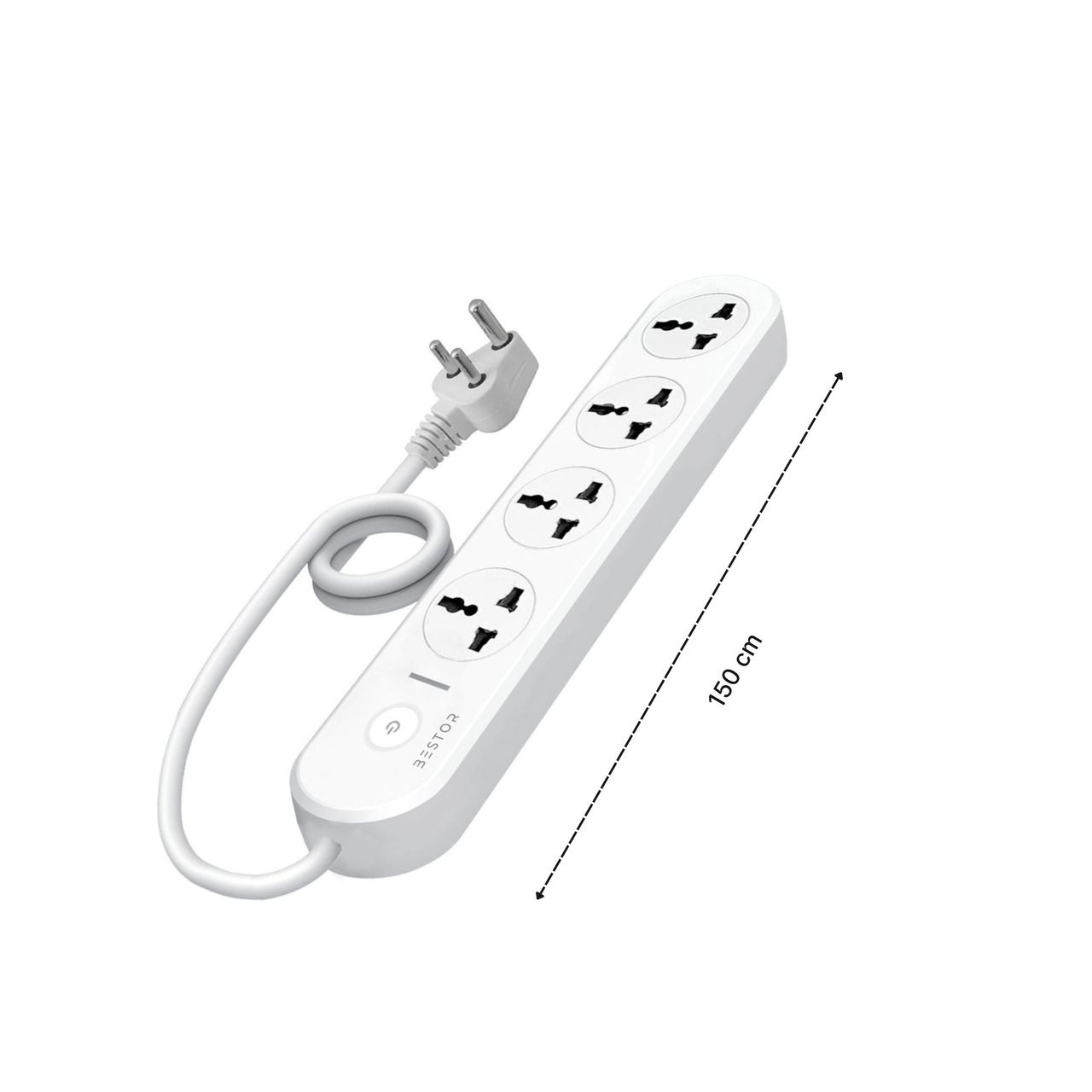 Bestor Extension Board - Durable Multi-Socket Power Strip for Home or Office - White