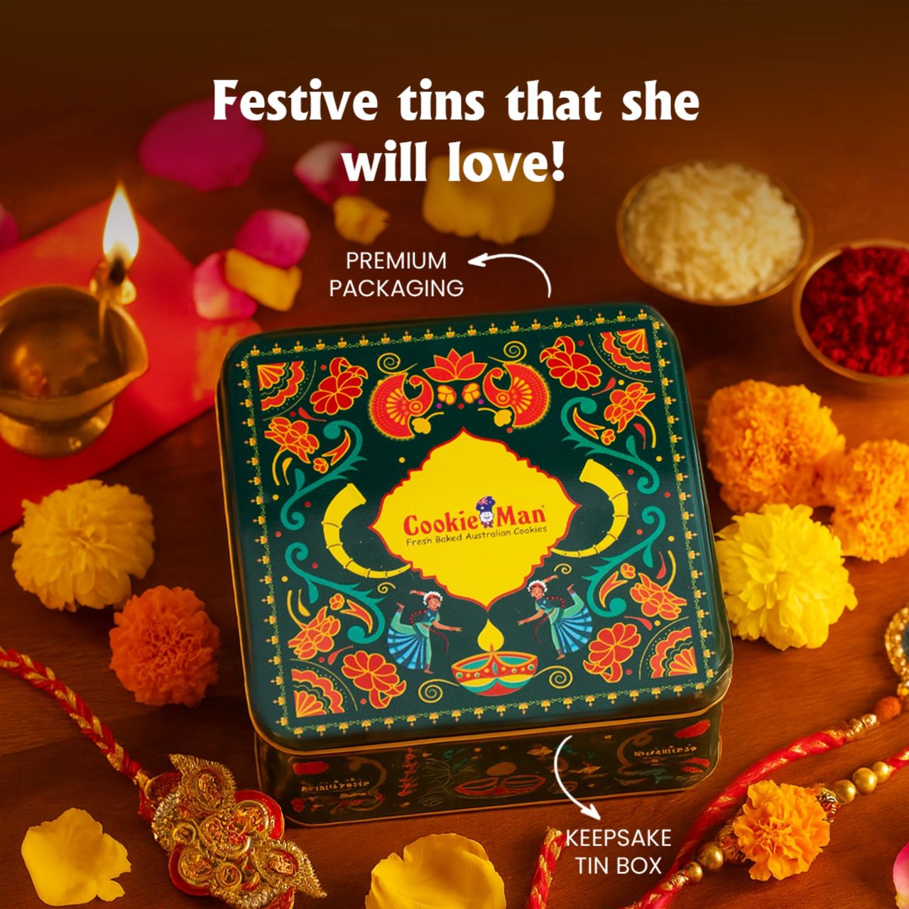 Cookieman Raksha Bandhan Assorted Cookies Gift Tin