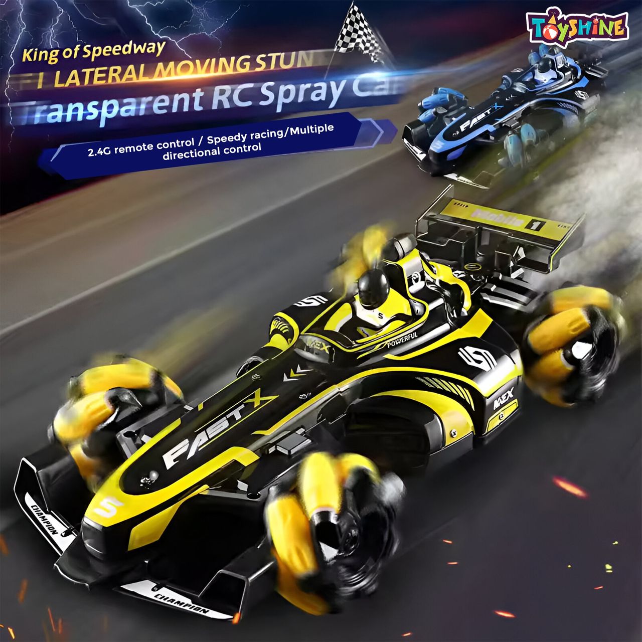 Toyshine F1 Fast Rc Drift Car | Remote Control Car Led Lights 4Wd 2.4Ghz - Blue