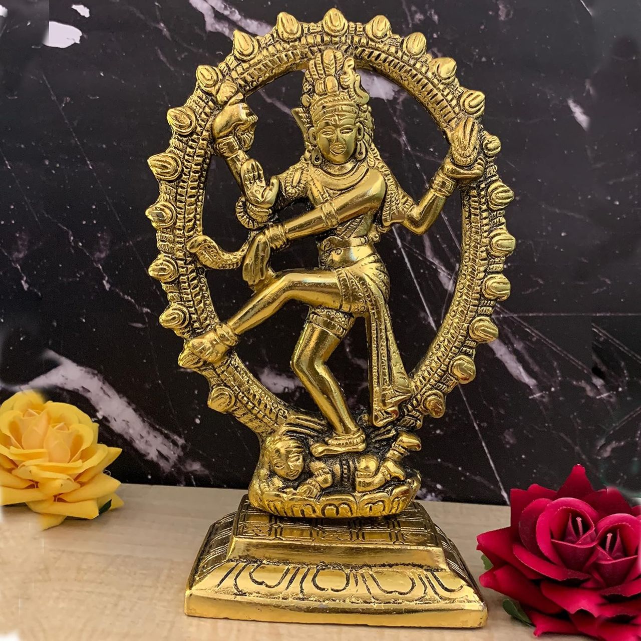 Devnidhii Natraj Idol Oval in Gold Polish