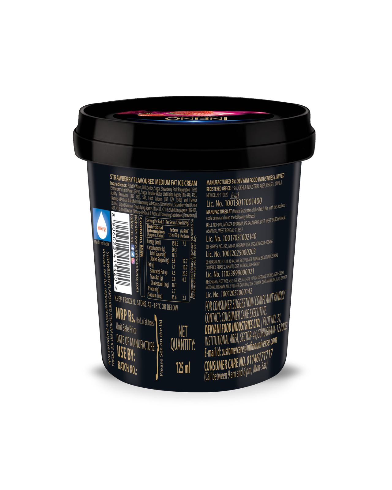 Infino Starry Strawberry Ice Cream Cup 125 ml Combo