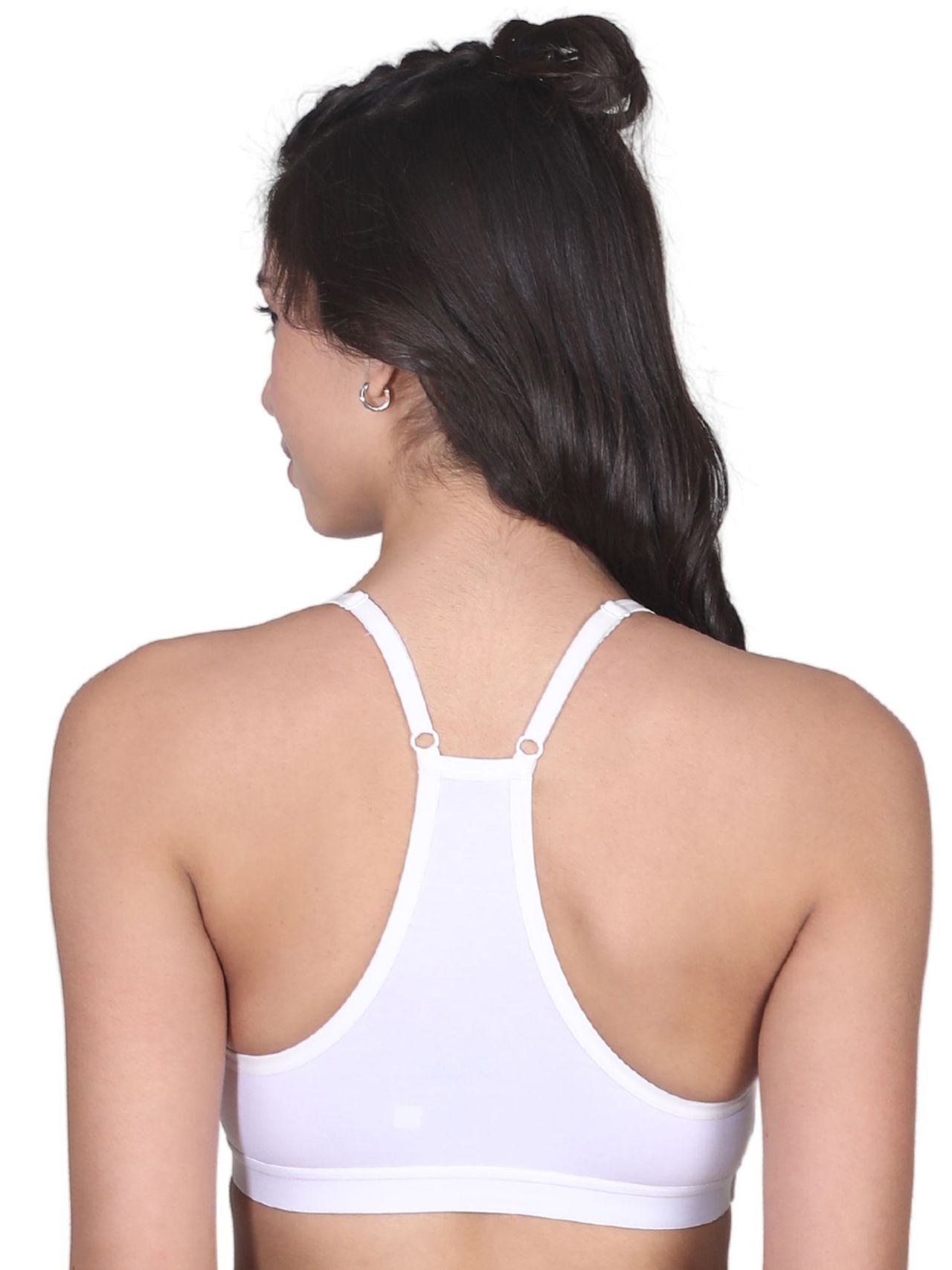 D'chica V-Neck Padded Bra With Removable Cups and Adjustable Straps | White - M