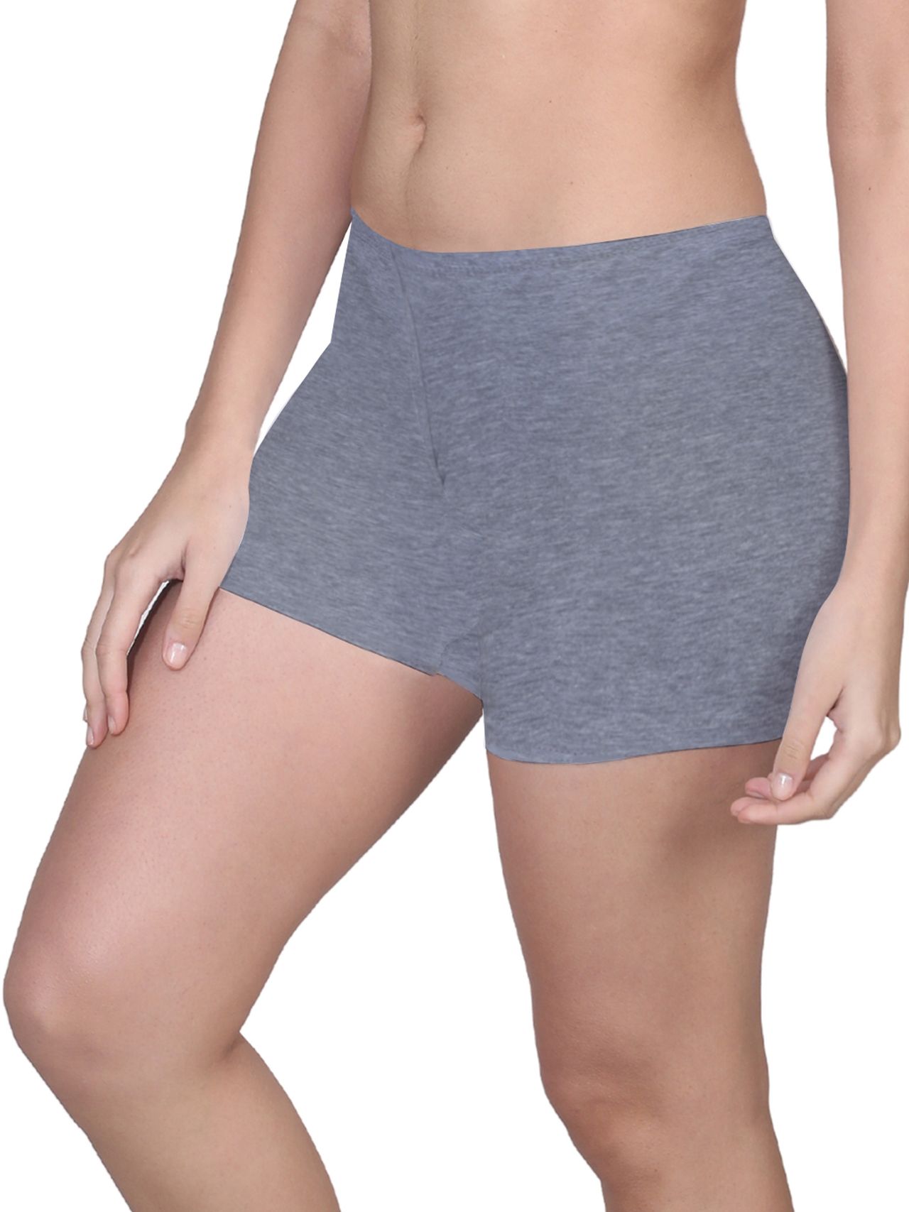 D'Chica High Waist Long Panties For Women With Full Coverage, No Side Seams Gray | L