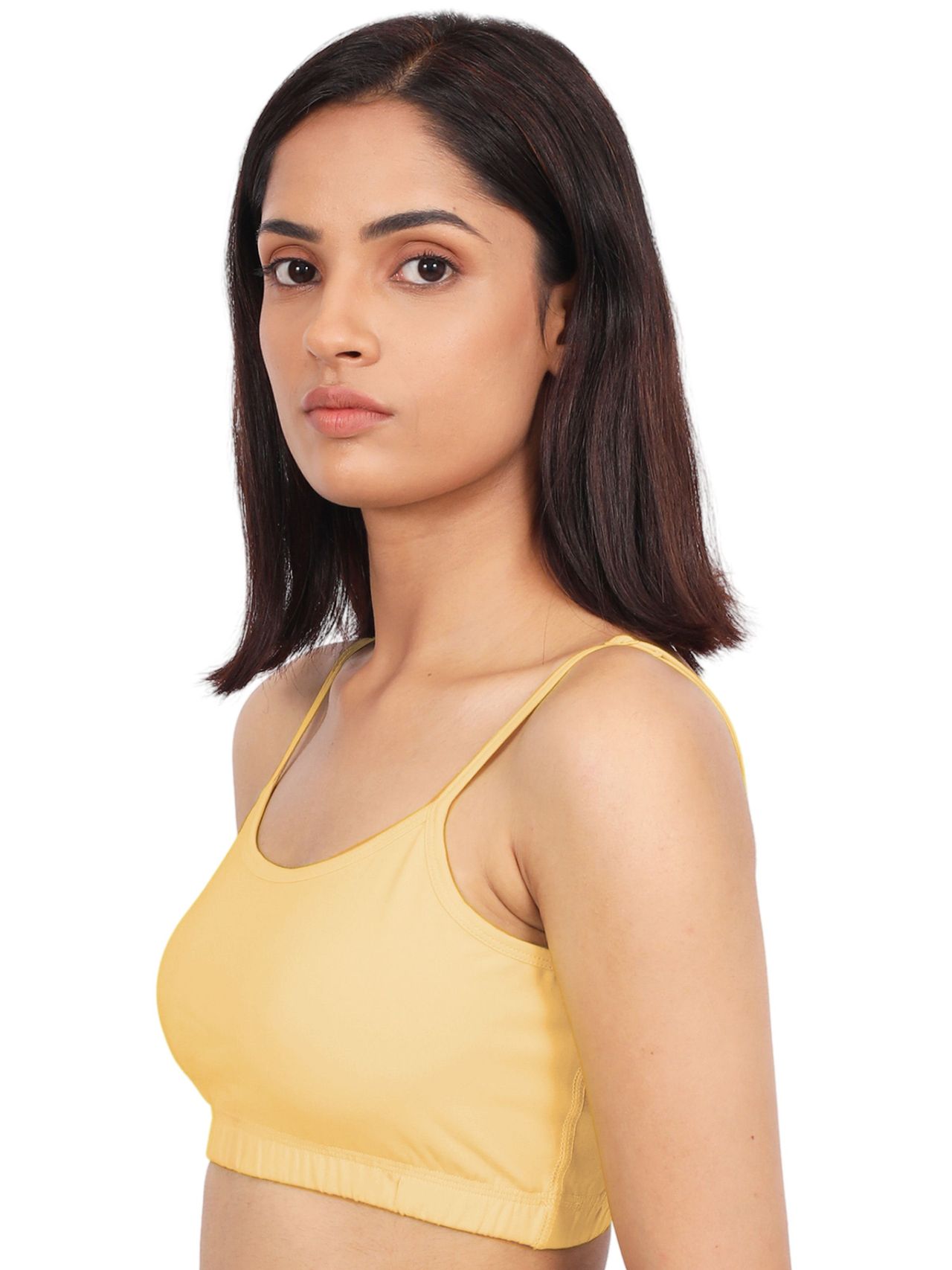 D'Chica Thin Strap Sports Bra For Women | Double Layered Full Coverage Bra | Skin | S