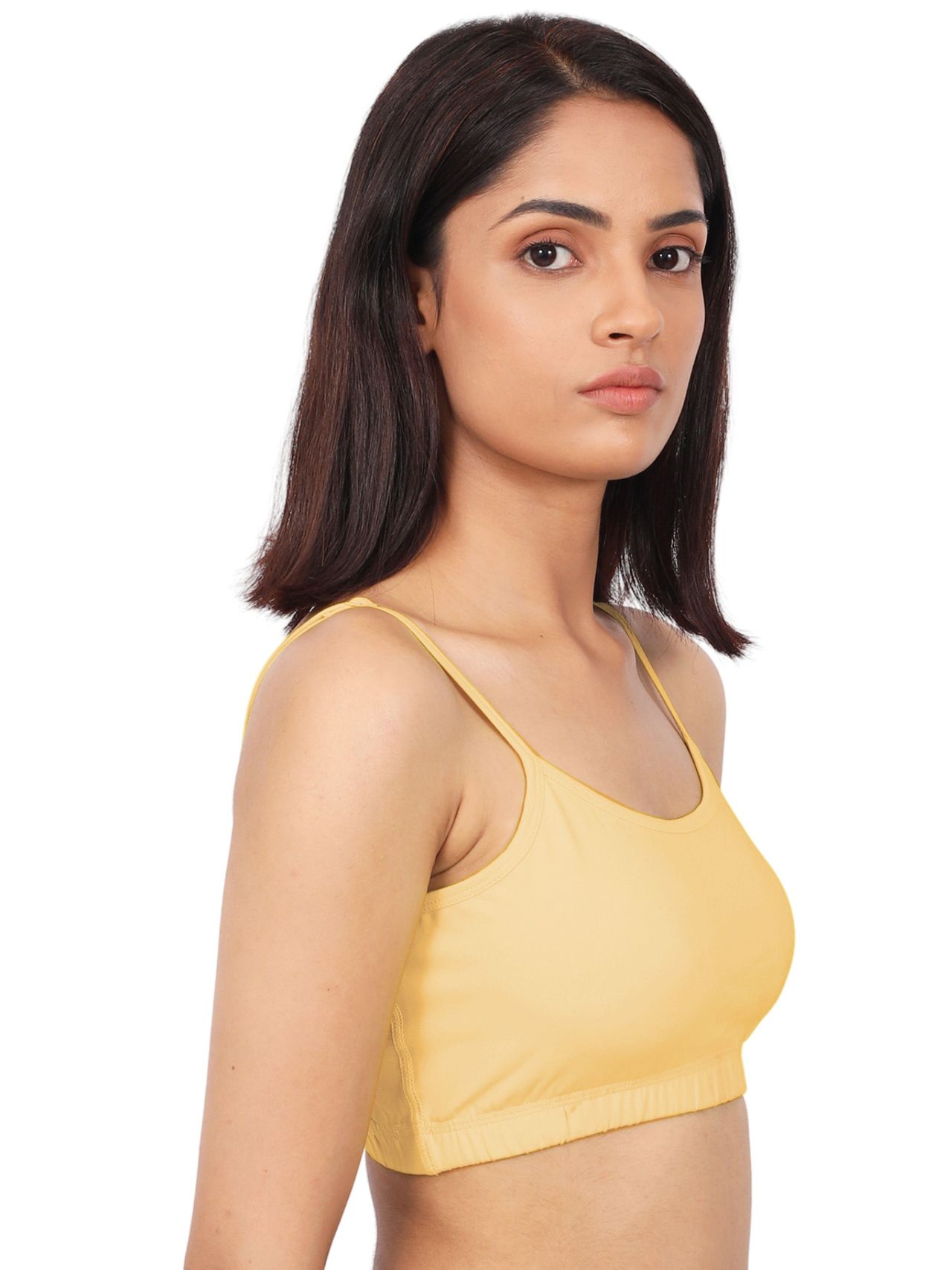 D'Chica Thin Strap Sports Bra For Women | Double Layered Full Coverage Bra | Skin | S