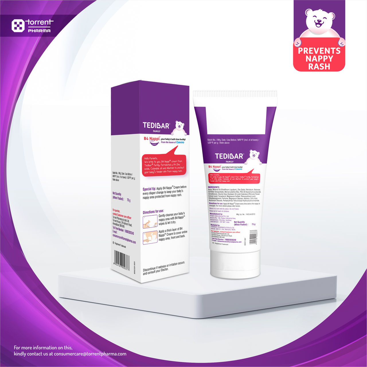 Tedibar Family B4 Nappi Cream Diaper Rash For Kids | 1+ months