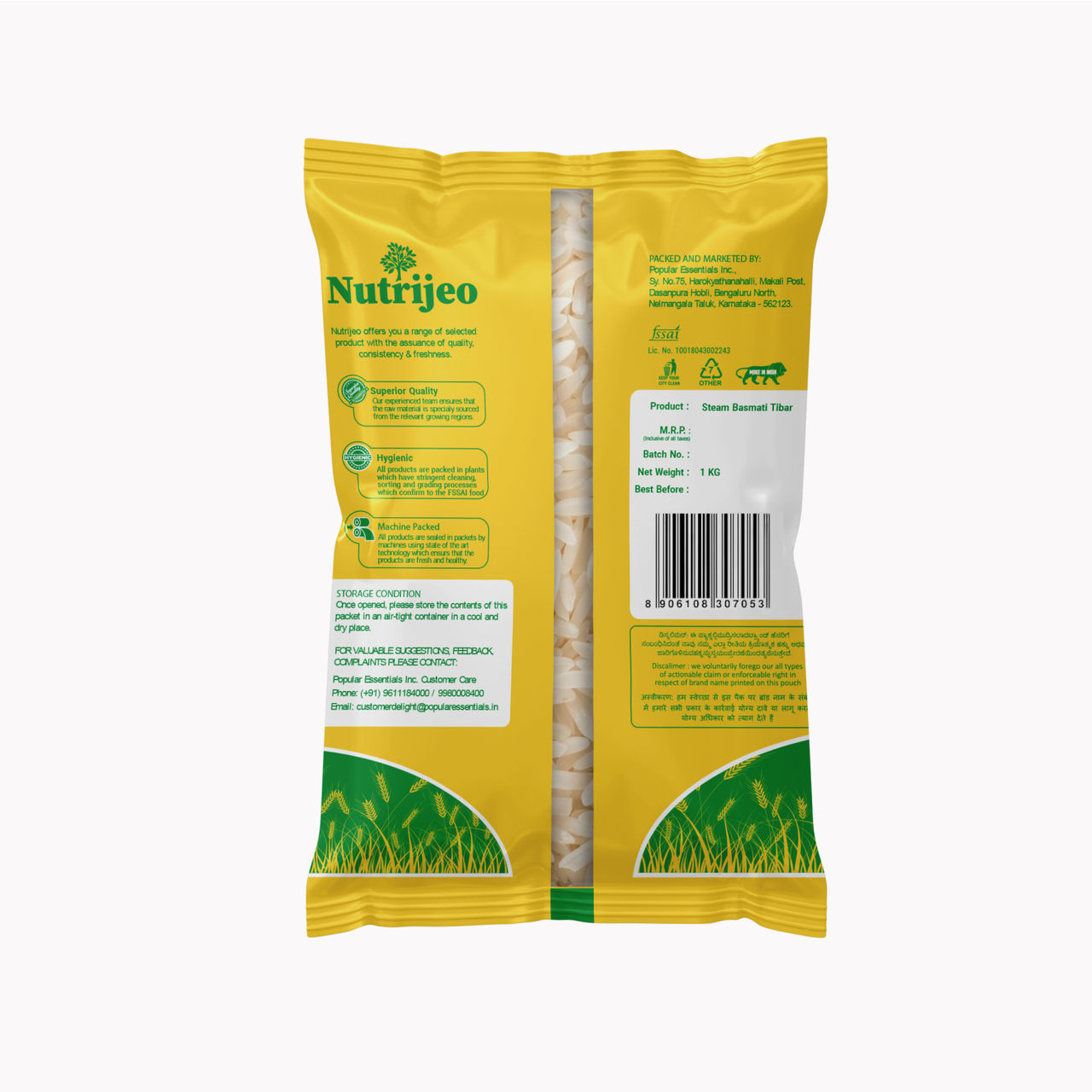 Nutrijeo Steam Basmati Tibar