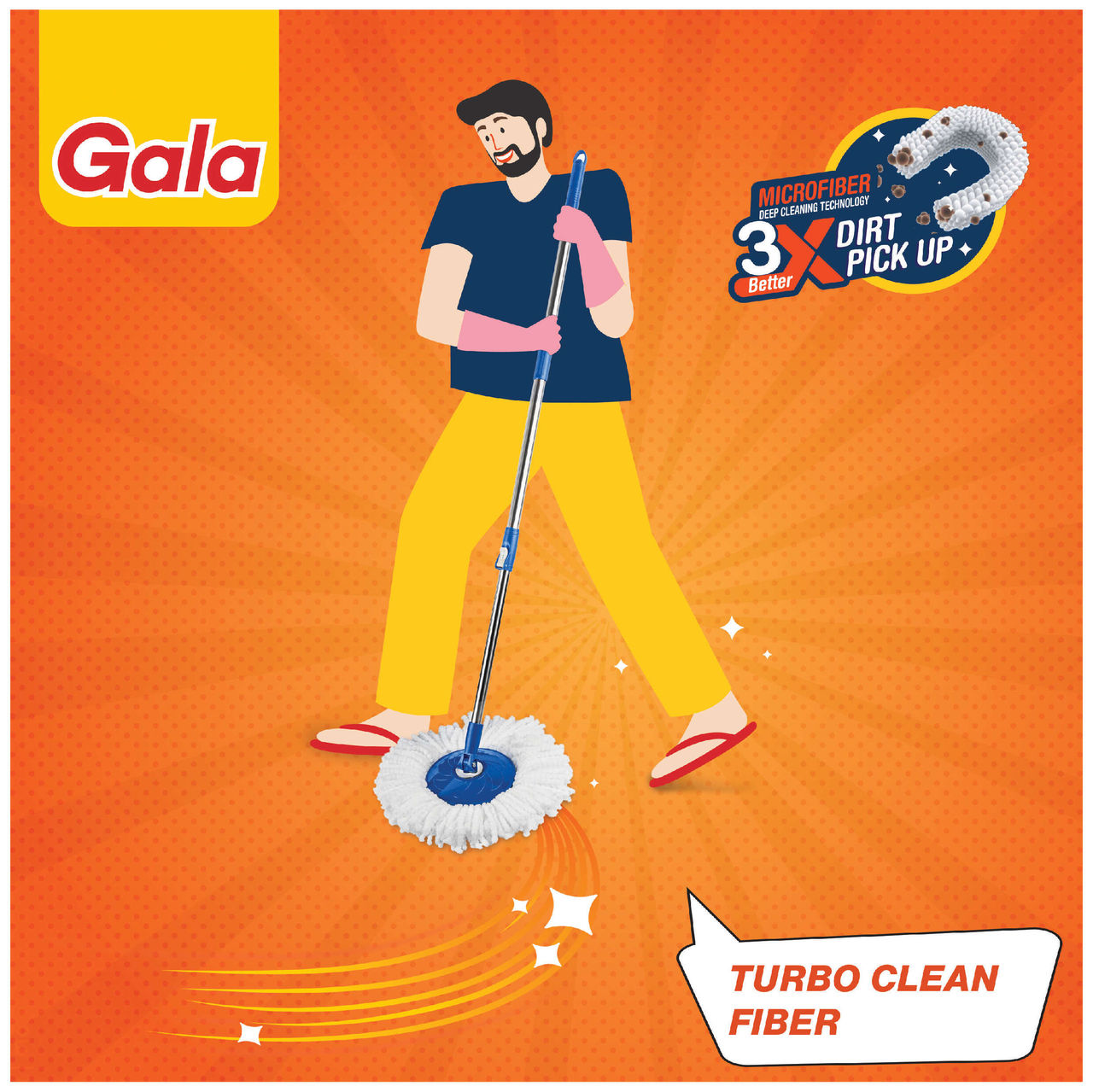 Gala Spin Mop Handle With Refill
