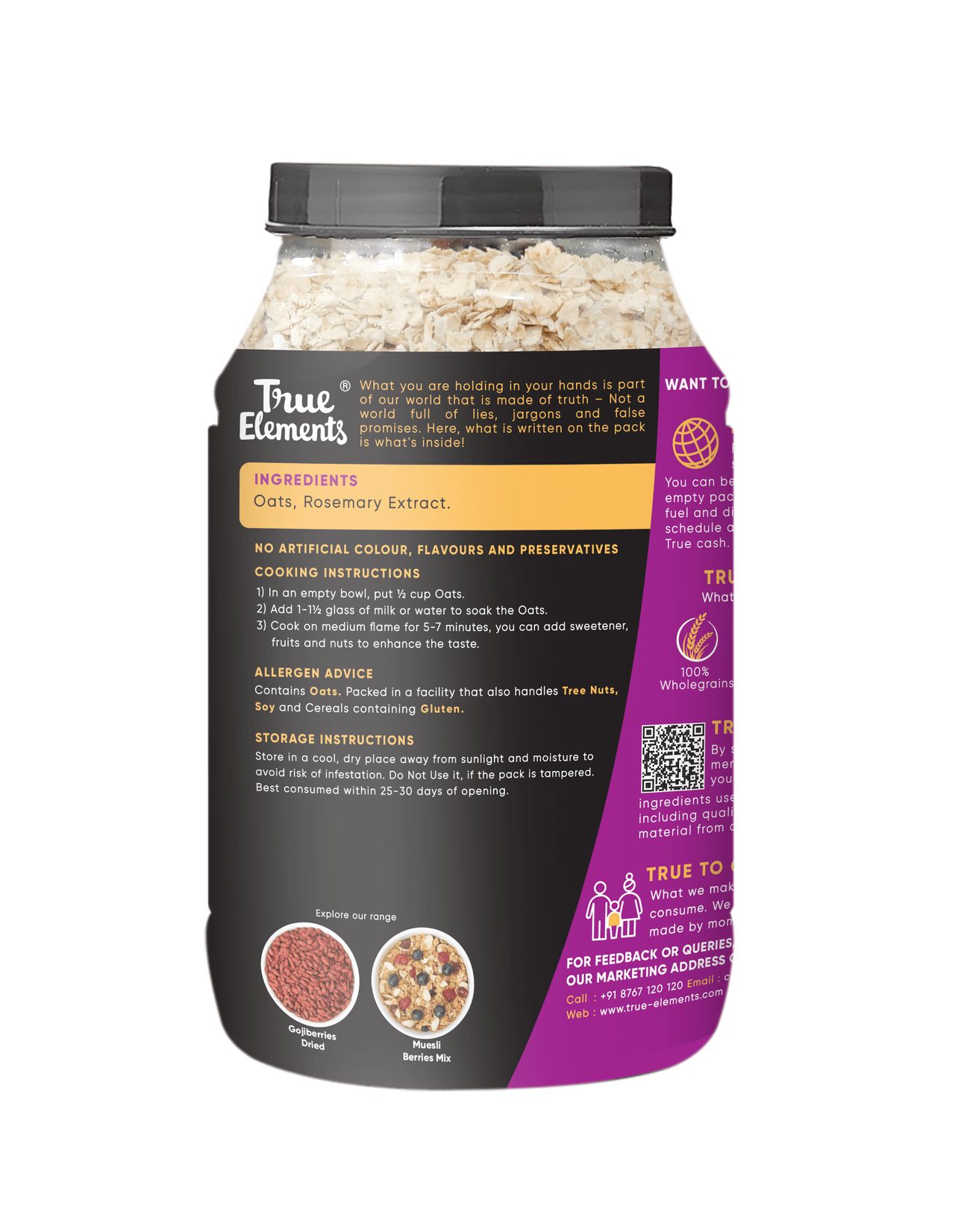 True Elements Oats Gluten Free High Protein Fibre