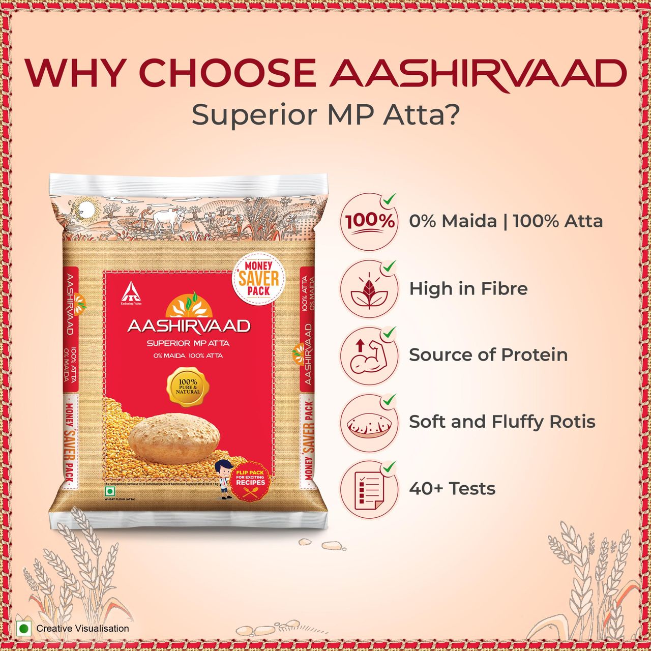 Aashirvaad Atta - Superior MP Whole Wheat, No Maida | Pouch
