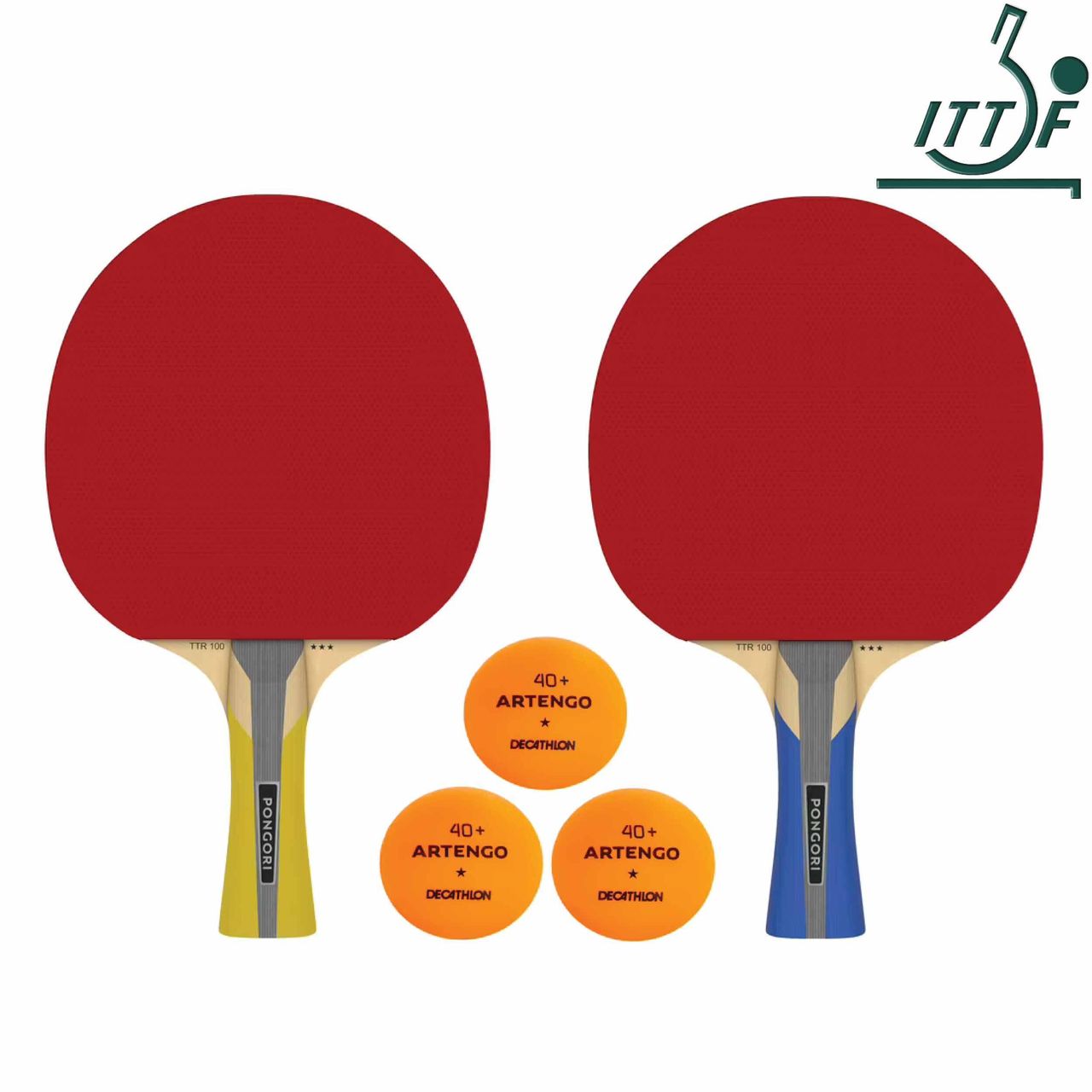 Pongori By Decathlon | Table Tennis Racket Set - Rackets x2, Balls x3