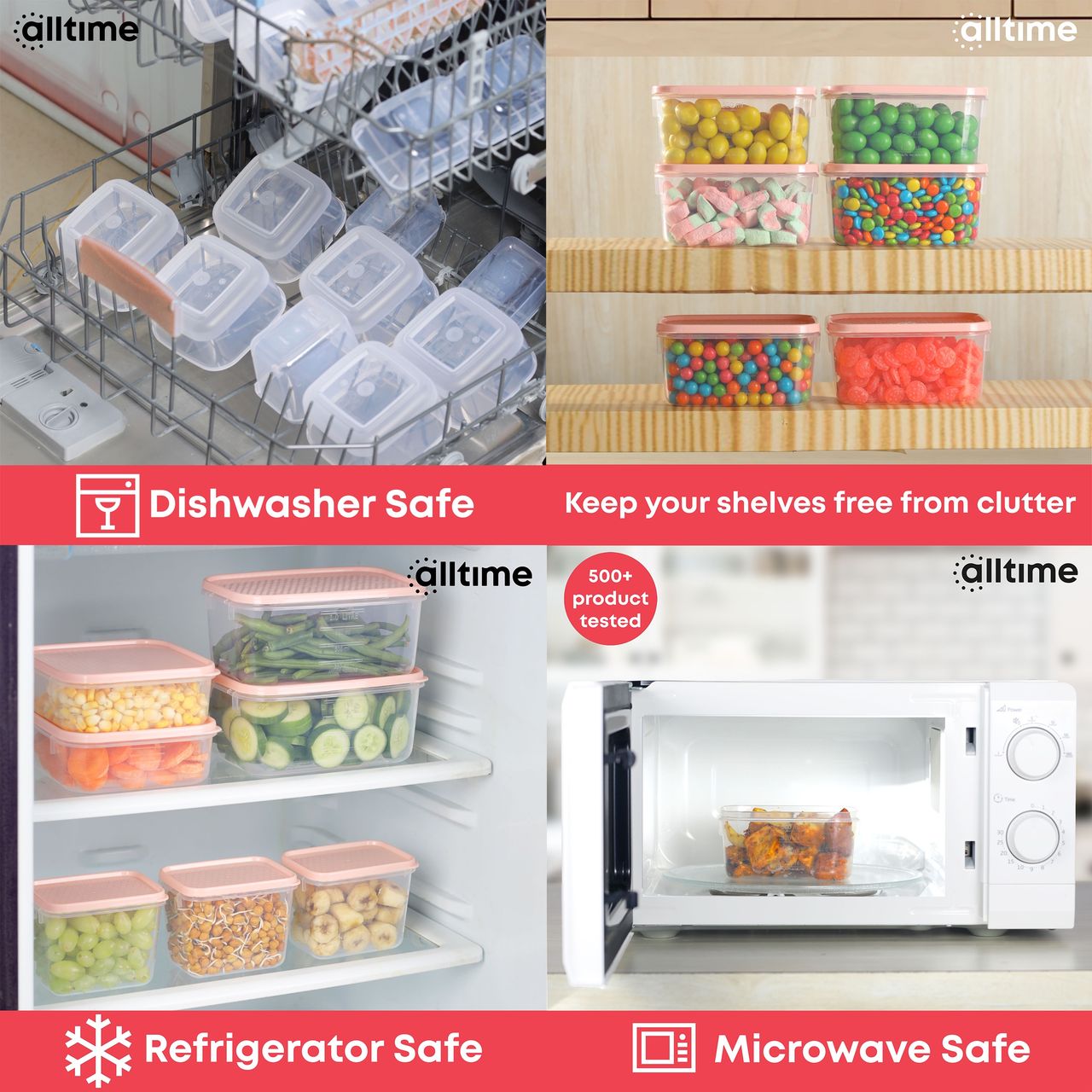 All Time Polka Storage Container 1000 Ml x 2 Pcs set (Colour May Vary)