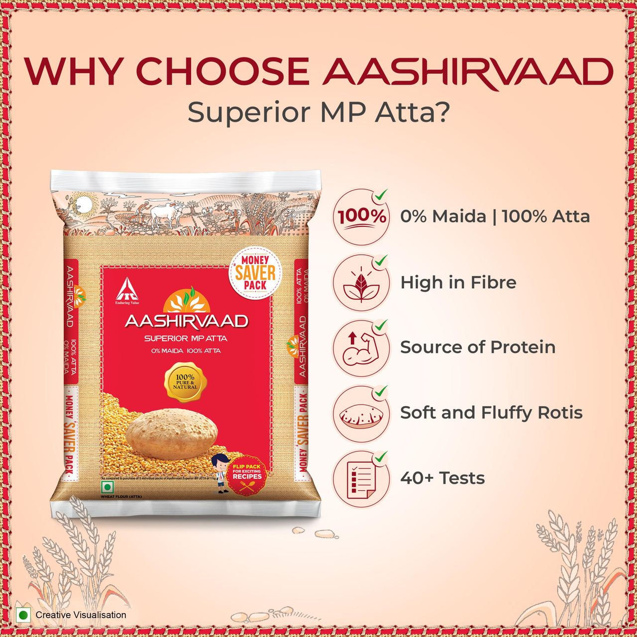 Aashirvaad Atta - Superior MP Whole Wheat, No Maida | Pouch