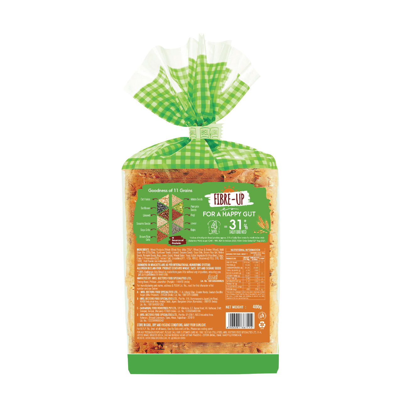 English Oven Zero Maida Multigrain Bread 400 g Combo