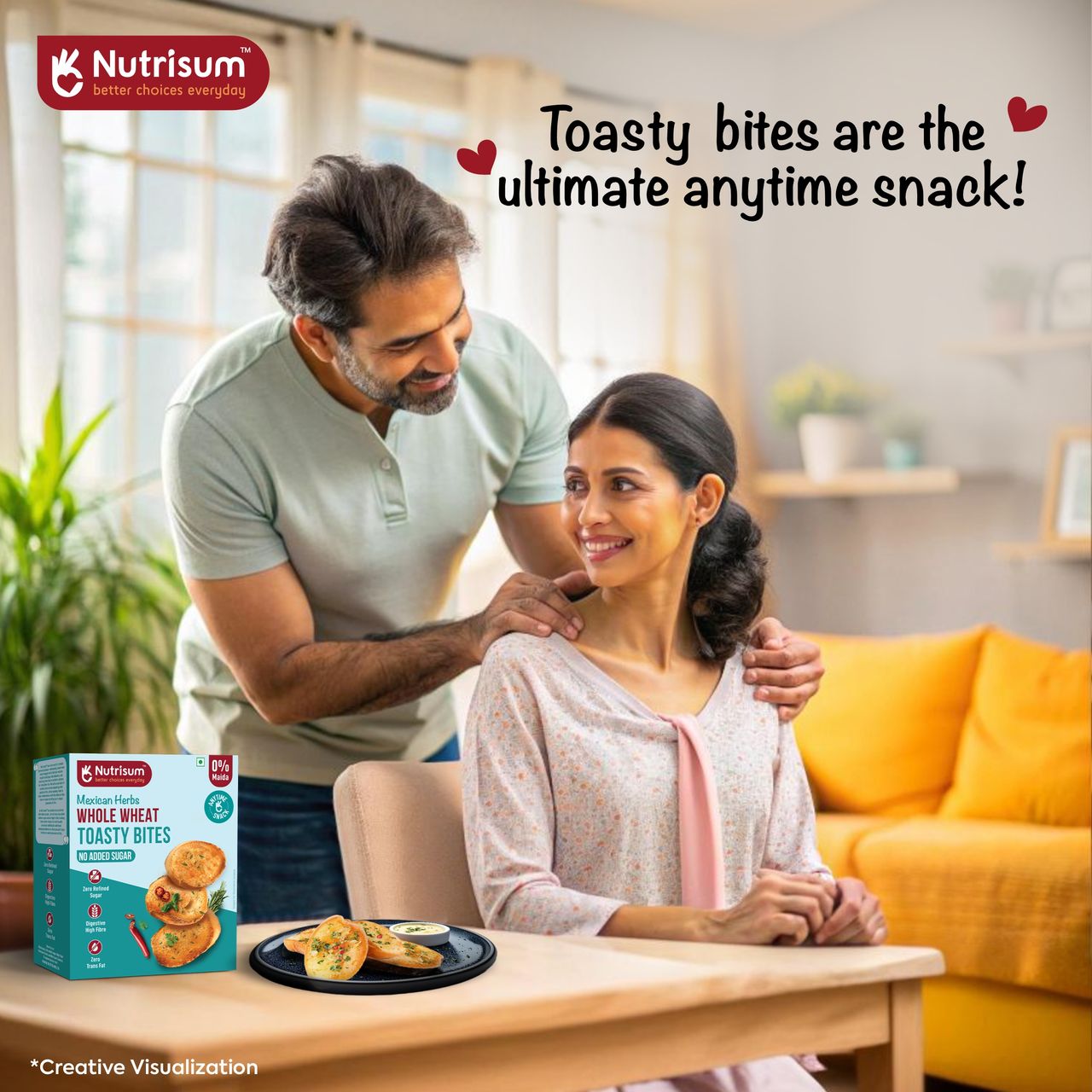 Nutrisum Toasty Bites Mexican Herbs Rusk | Maida-free and Sugar-free