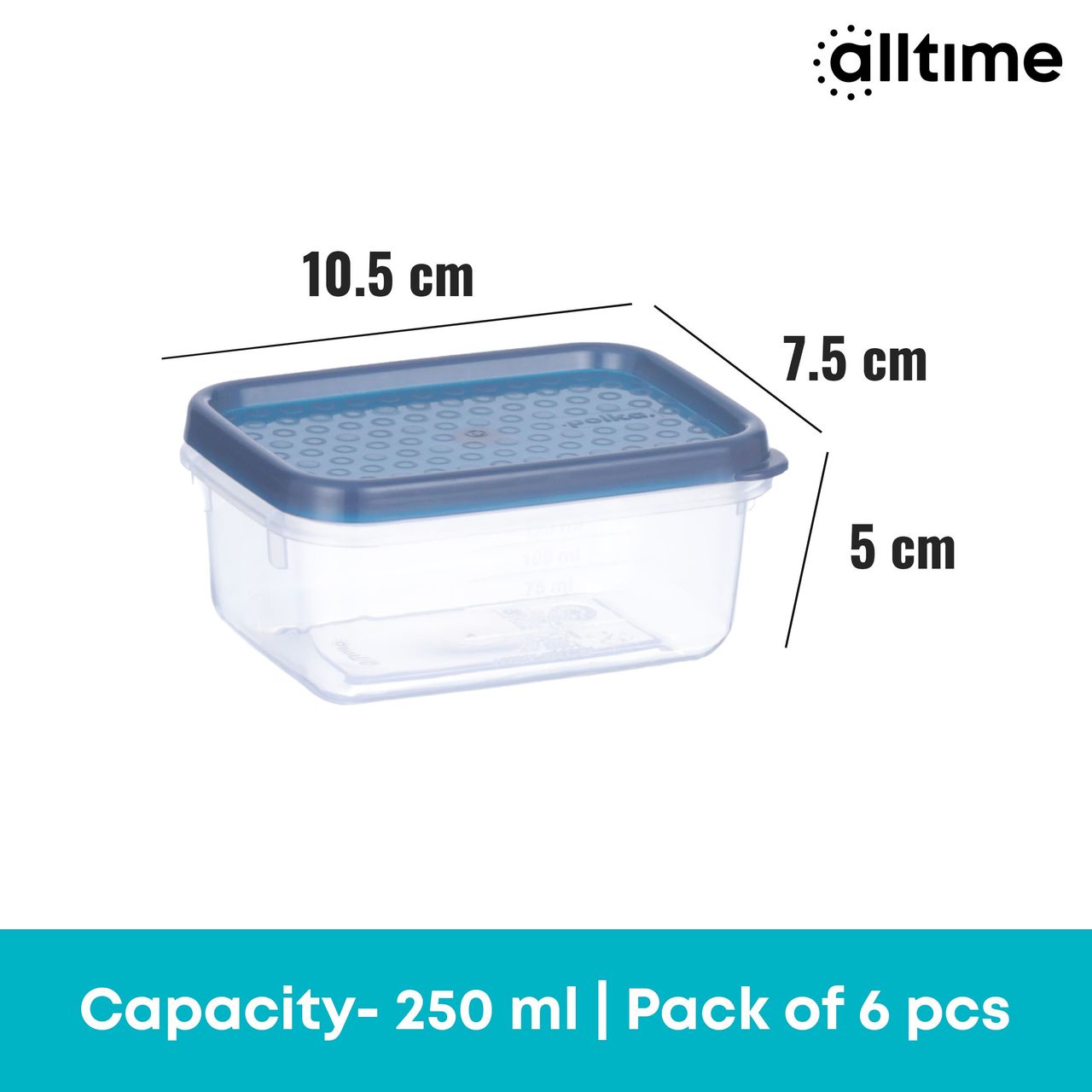 All Time Polka Storage Container (250 ml x 6) (Colour May Vary)