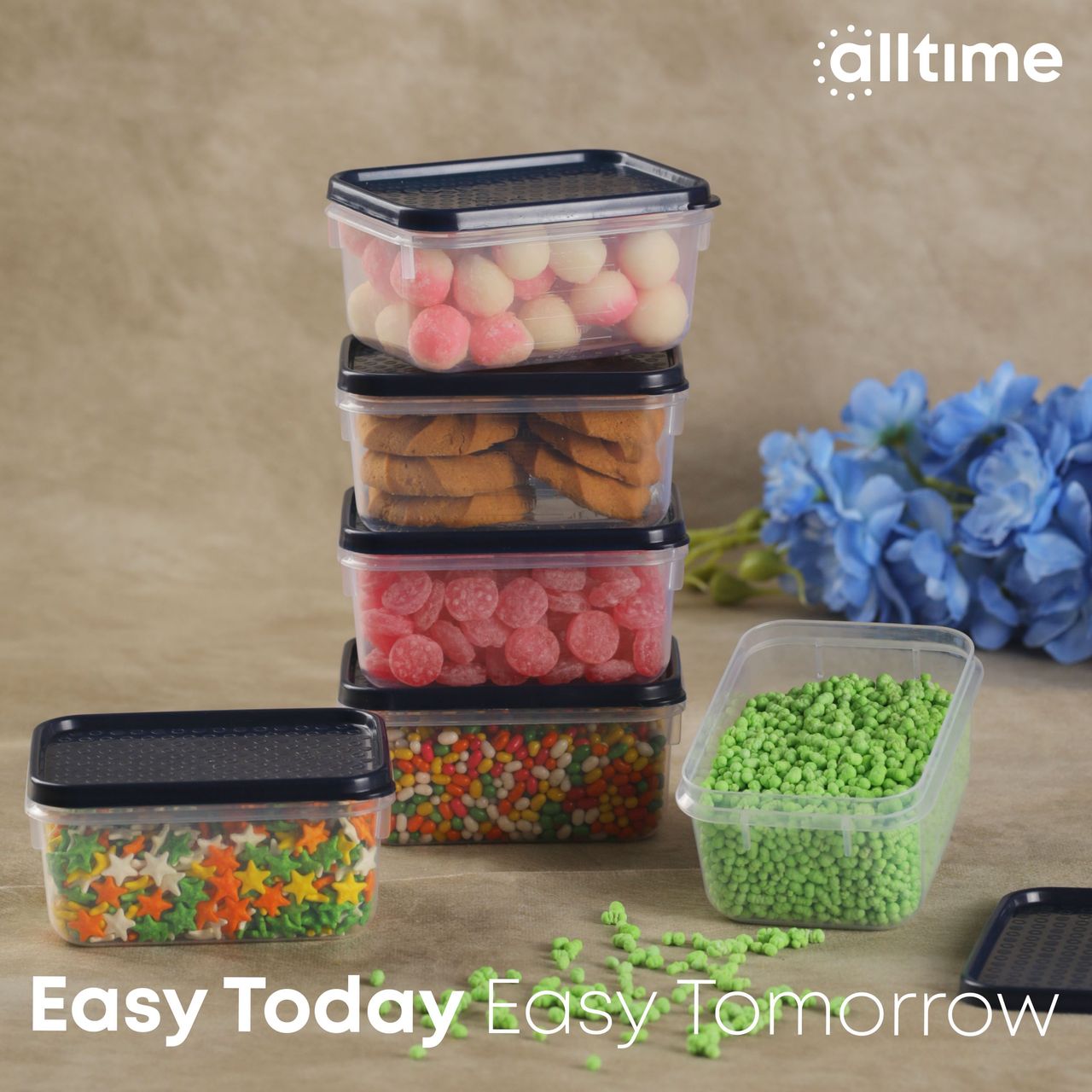 All Time Polka Storage Container (250 ml x 6) (Colour May Vary)